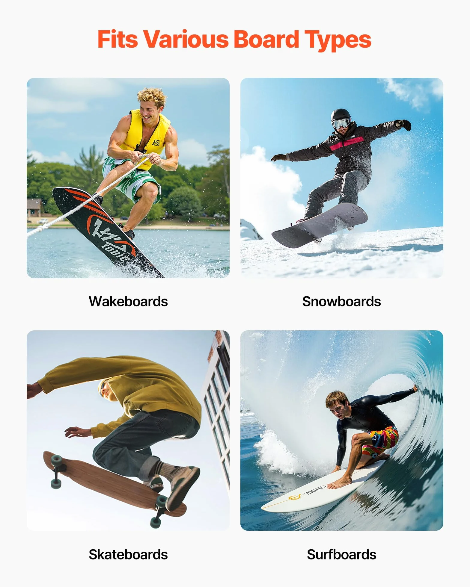 VEVOR Soporte de Pared para Tablas de Surf de 5 Niveles, Organizador Ajustable Negro