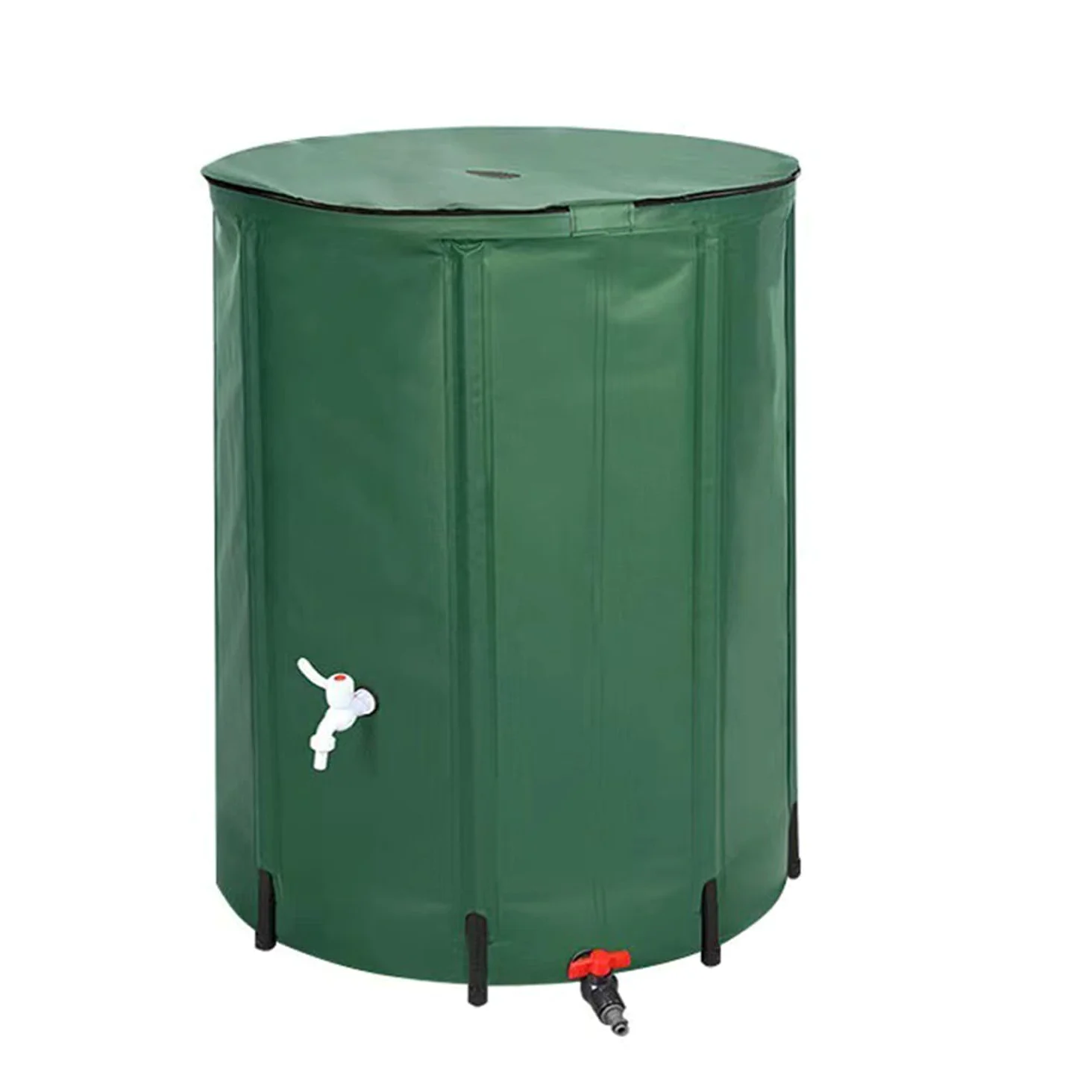 Depósito de recolección de agua de lluvia de 380 L con filtro de malla y grifo, anticorrosión, resistente al moho, a prueba de grietas, ideal para riego de jardín, solución de almacenamiento de agua