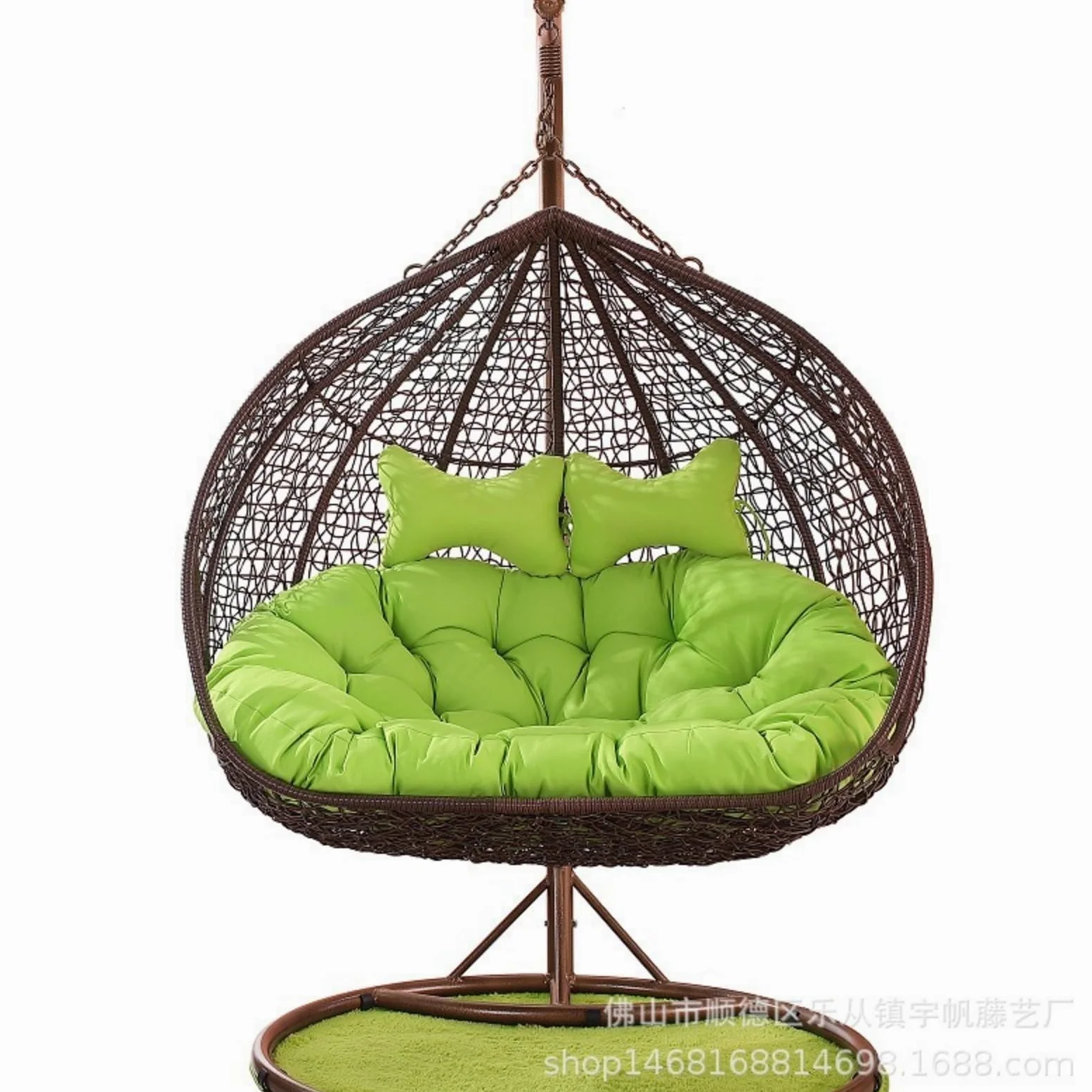 Silla colgante de huevo para 2 personas con cojín lavable y almohadillas gruesas
