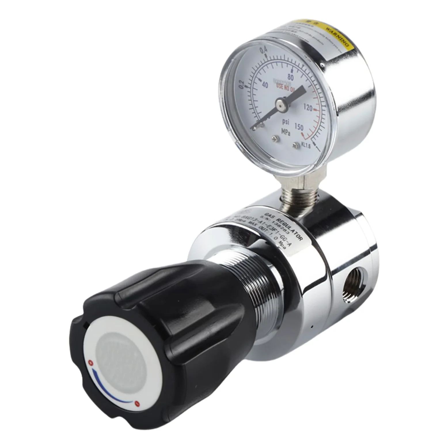 Regulador de gas, regulador de línea de dos etapas, presión de entrada 2,5 MPa, manómetro de 1,6 KL, interfaz de cilindro G5/8, rosca interna NPT1/4, adecuado para hidrógeno y oxígeno