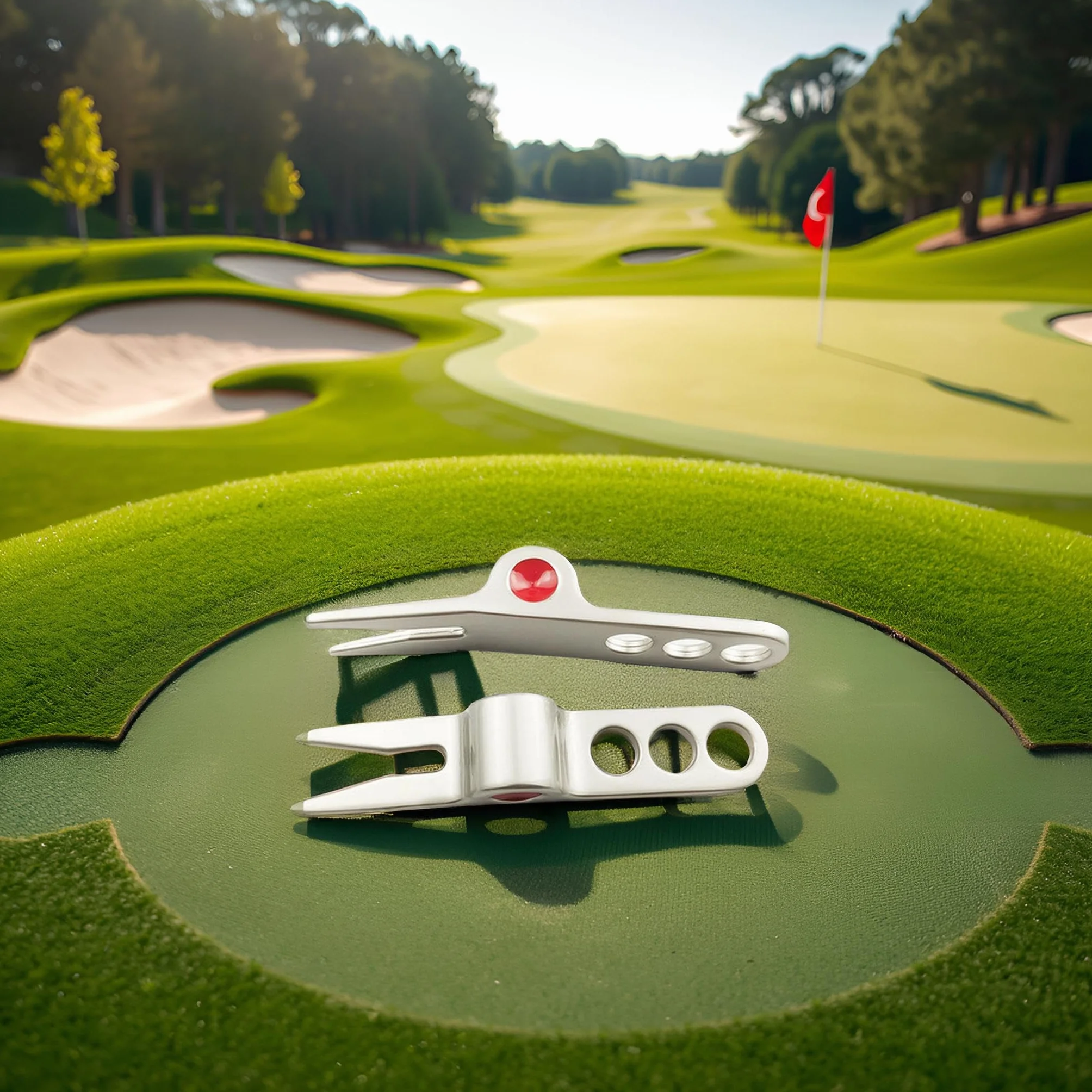 Herramientas de reparación de horquilla de pelota de golf plateada, compatible con Cameron Divot, Scotty Golf
