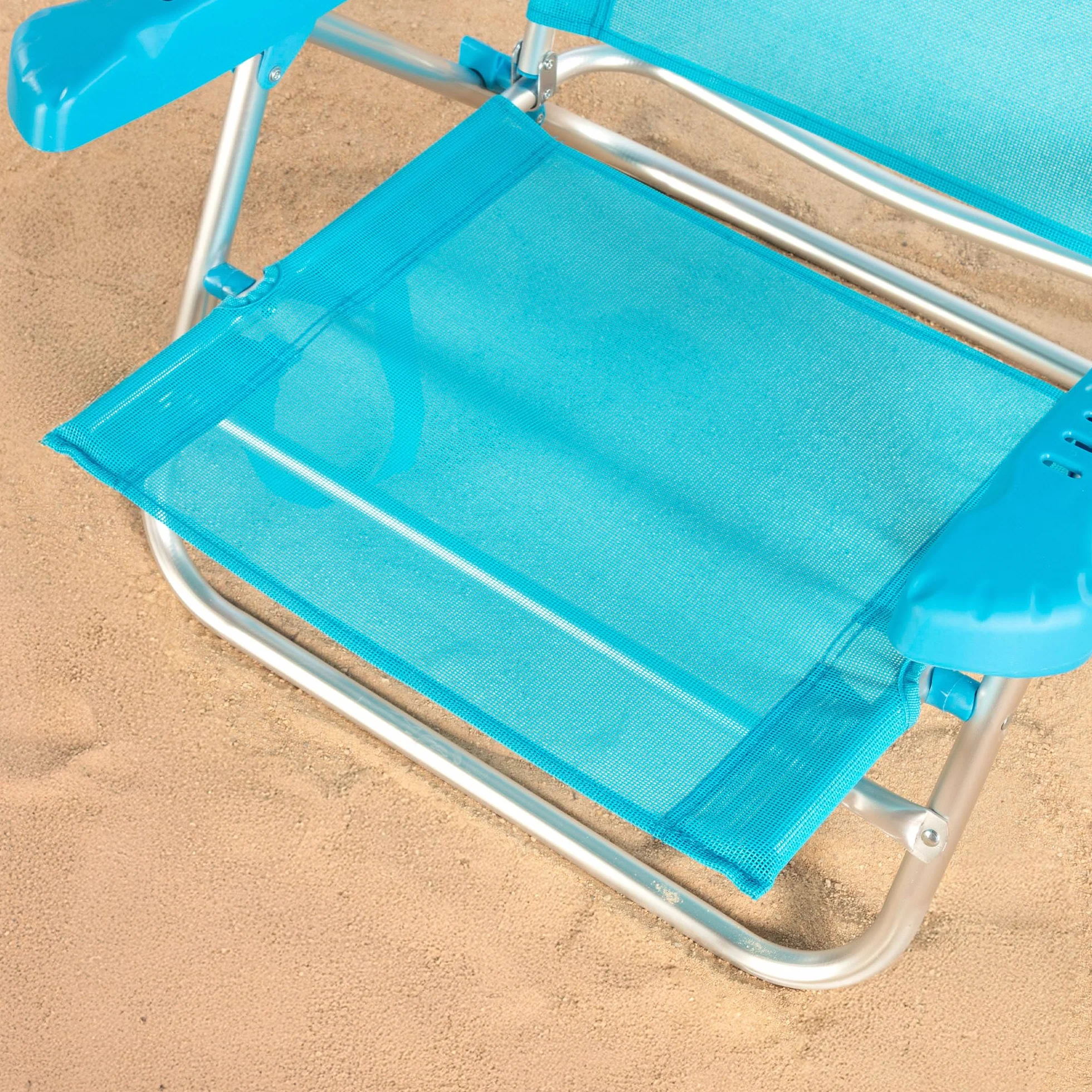 AKTIVE Silla de Playa Plegable, Multiposición 8 Posiciones, Textileno y Aluminio, Azul, 47x49x82 cm, 110 kg, Respaldo Alto Acolchado