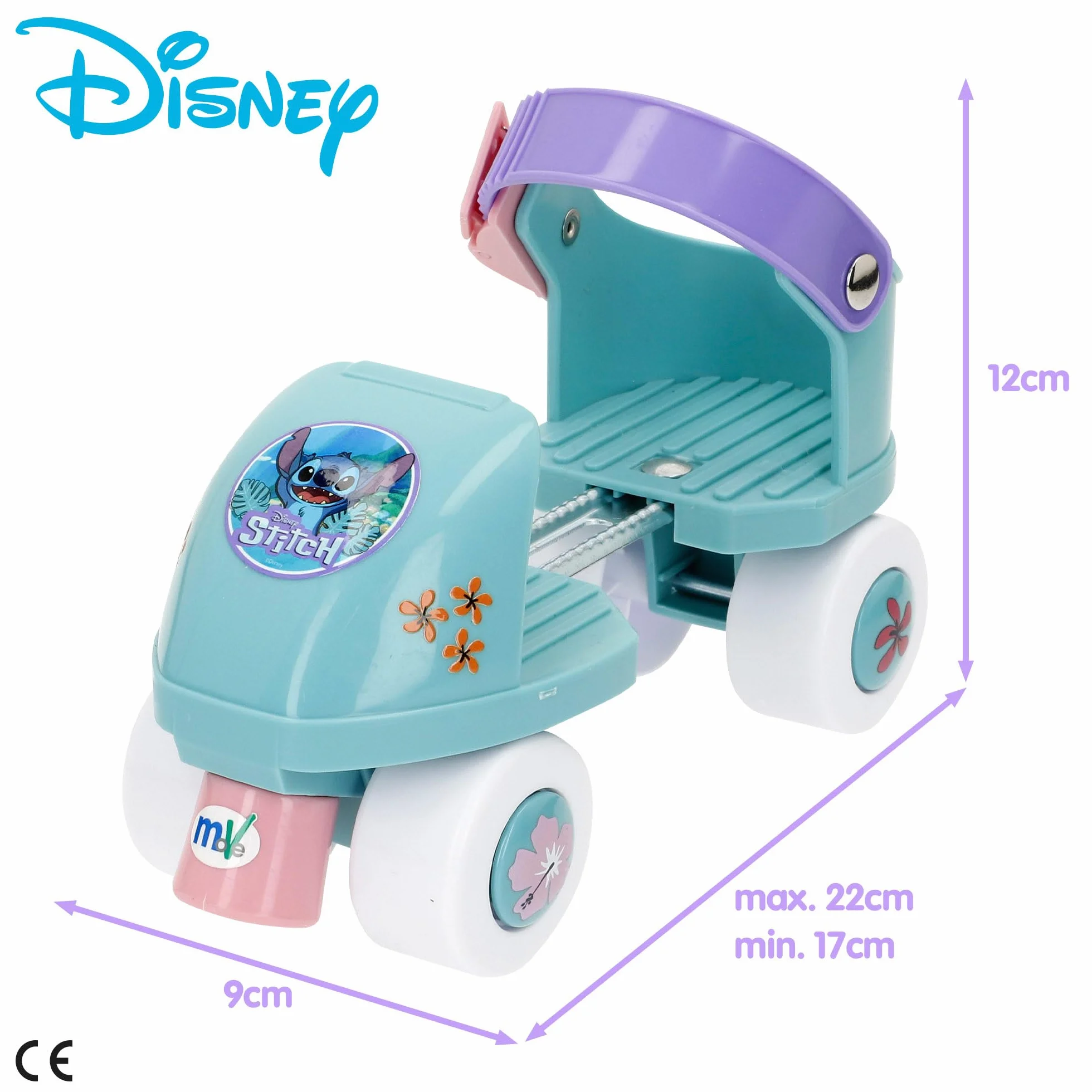 Disney Stitch Patines 4 Ruedas Talla 32-36 Máx. 20 kg Niños +3 años Ajustable Freno Delantero