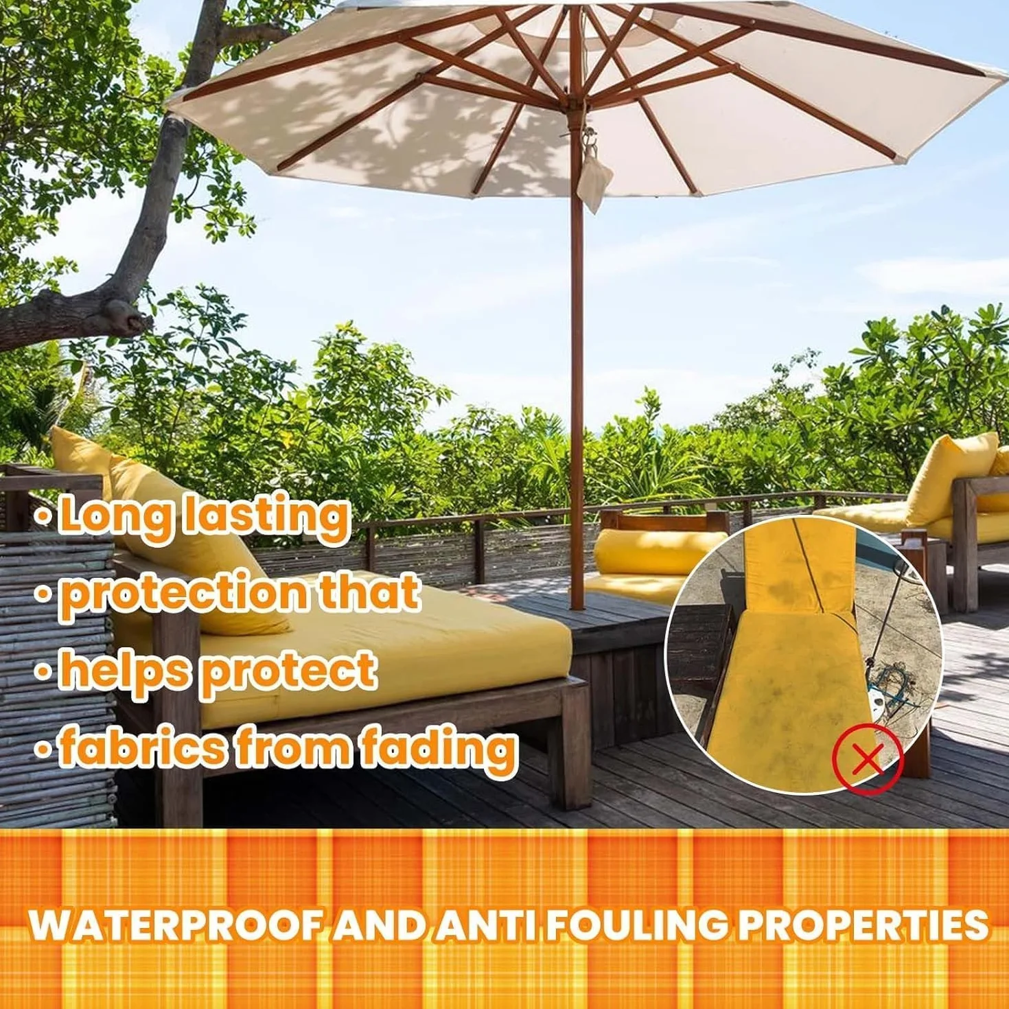 Spray protector de tela para uso en interiores y exteriores, spray protector de sofá, protector de tela para exteriores, repelente al agua para tela, tela impermeable y spray de protección UV