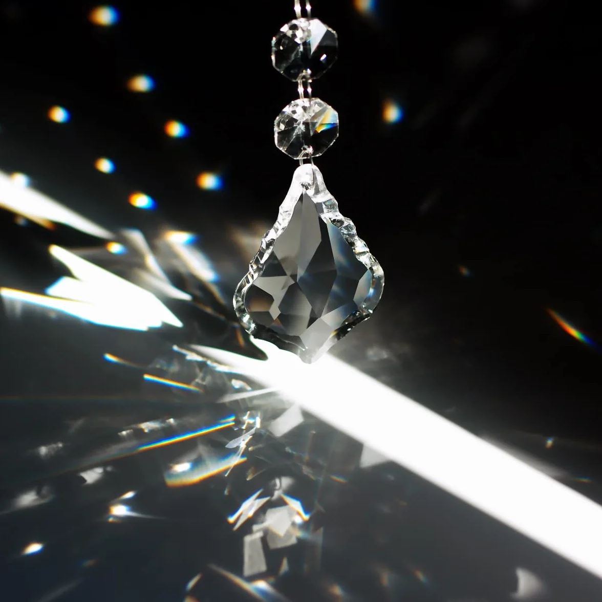 20 piezas de repuesto para lámpara de araña de cristal de hoja de arce, cuentas de cristal colgantes de 38 mm para decoración de boda, transparente