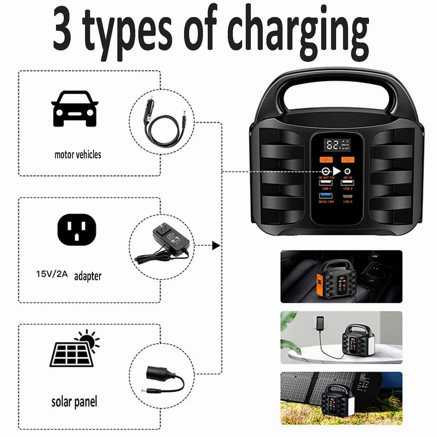 Central Eléctrica Portátil 155WH Generador Solar De 100 Vatios con Salida De Onda Sinusoidal Batería De Emergencia De 42000 Mah para Camping, Viajes Y Apagones