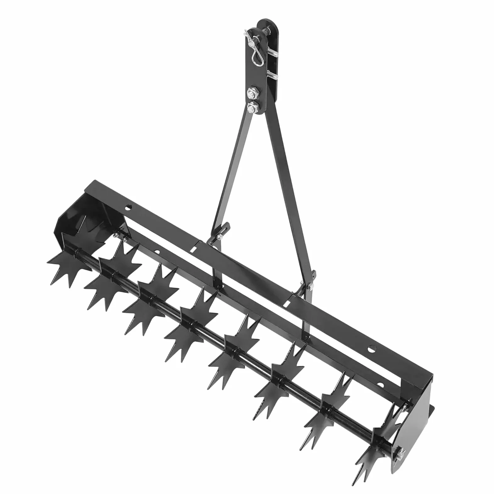 Aireador de césped remolcable 8 puntas hierro aireador césped jardín | Hierro robusto, 8 puntas, profundidad de penetración de 5 cm, carga de 45 kg, remolcable para ventilación de césped de jardín