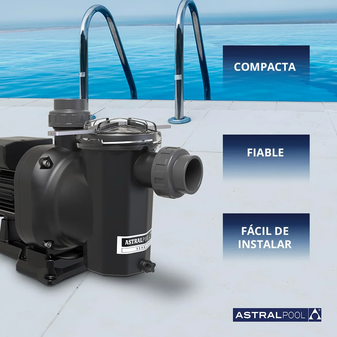 Astralpool BOMBA SENA 1 CV MONO, Plástico, negra.