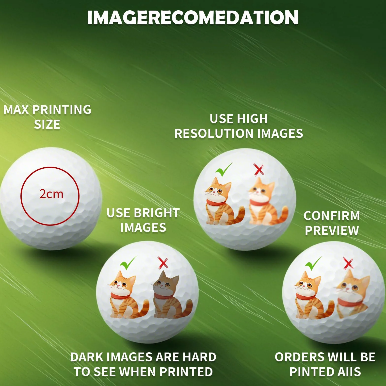 Pelotas de golf personalizadas de doble cara con nombre, logotipo o texto para regalos y eventos