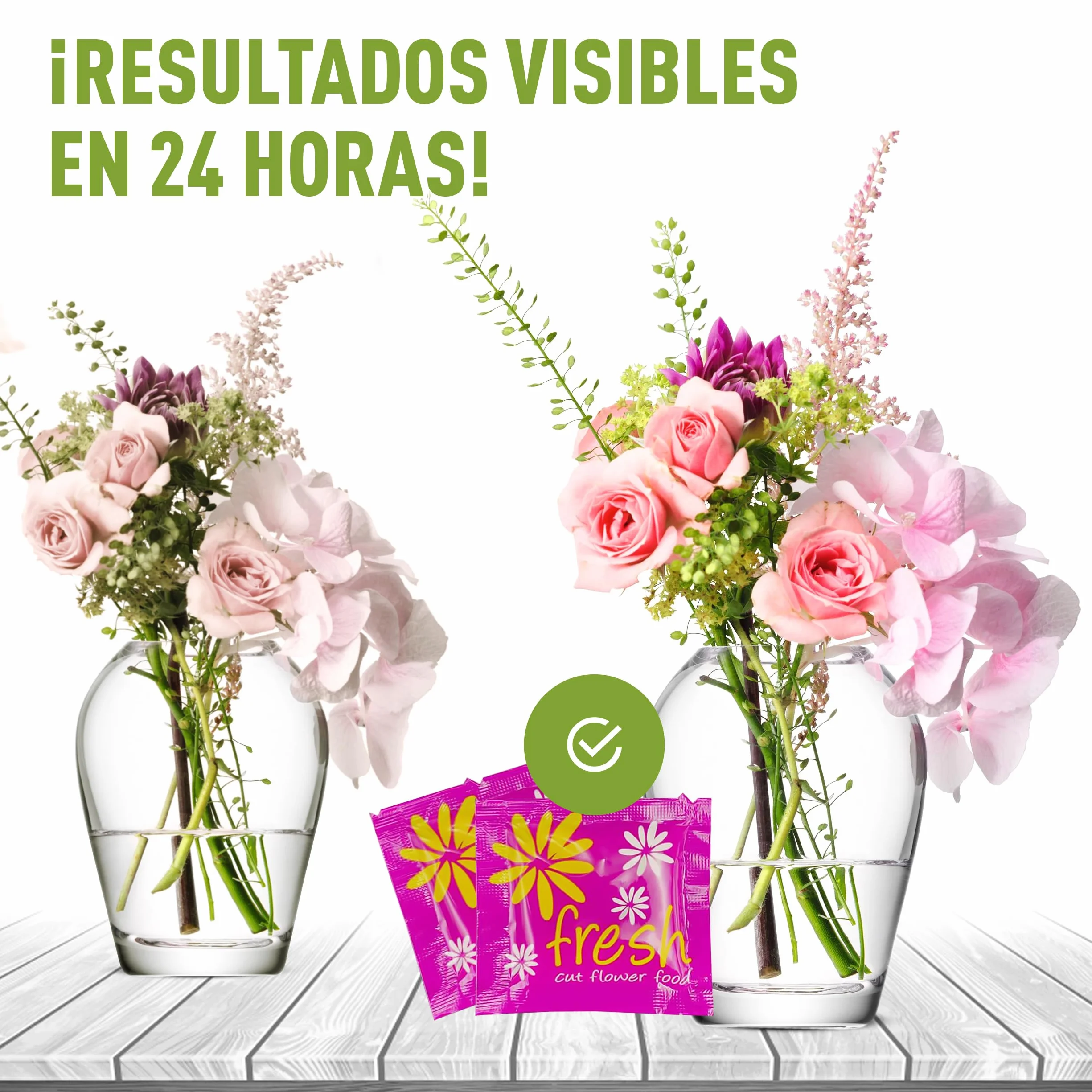 Pack de 15 Sobrecitos de Conservante Para Flor Cortada, Comida Para Flores Frescas Cortadas, 15 Paquetes de Conservante Total, 7.5L de Conservante Líquido