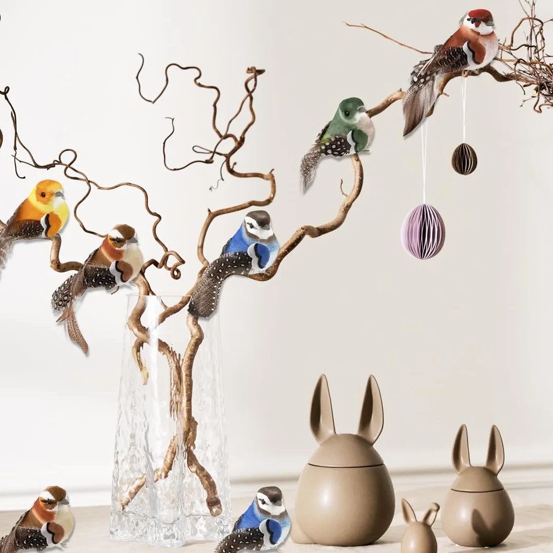 WUSJCOF 5 Piezas de Pajaros Decorativos con Clip – Pajaritos Decorativos Coloridos para Decoración de Primavera, Jardín, Fiesta y Boda