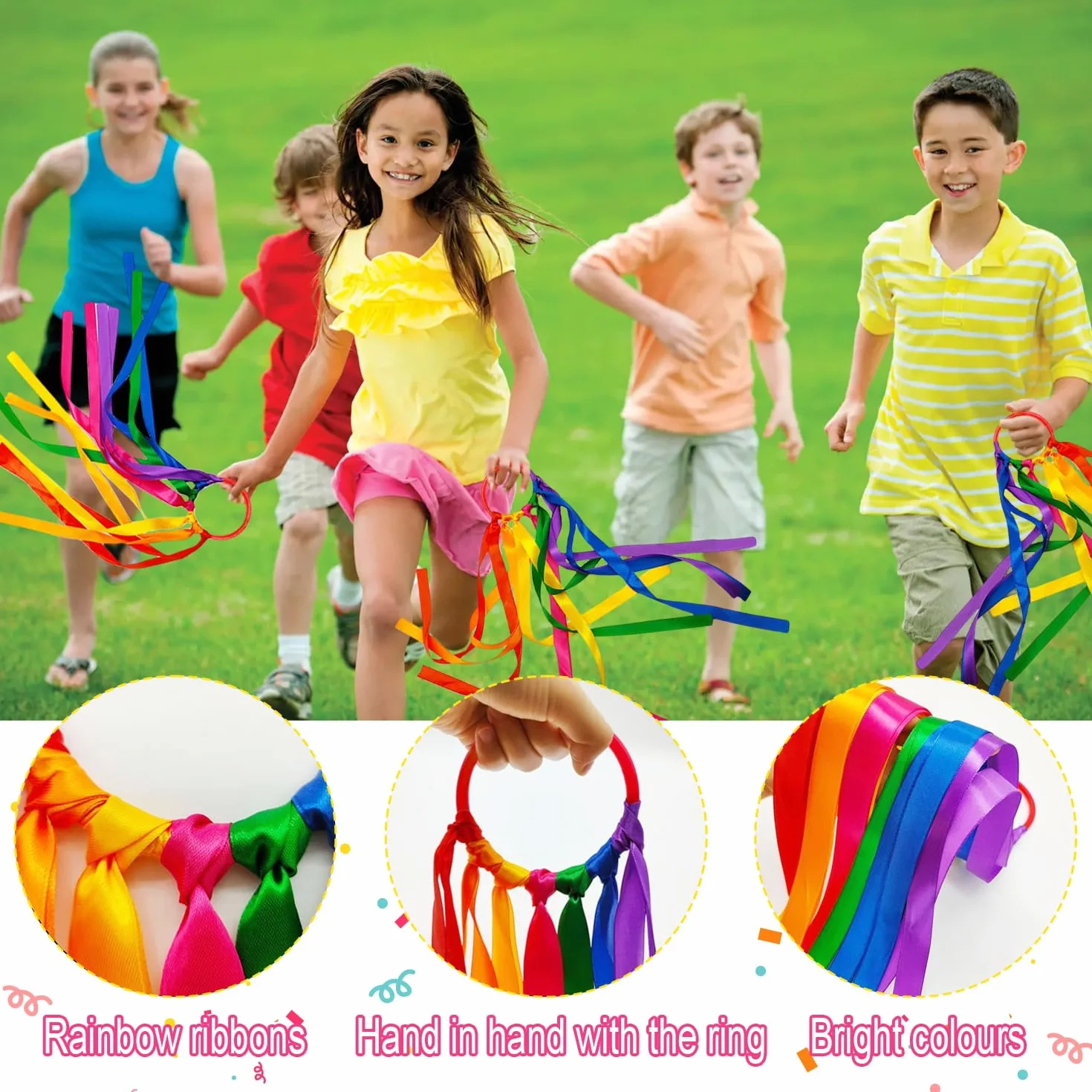 Cinta arco iris 4 piezas para baile gimnasia accesorios juguete niño regalo