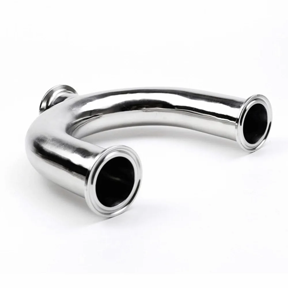 NUGEN 1 Uds. Accesorios De Tubería Sanitaria En Forma De U De 3 Vías 304 De Acero Inoxidable, Triple Abrazadera, For Mejoras En El Hogar, Conectores De Manguera De Codos (Size : 51mm Ferrule 64)