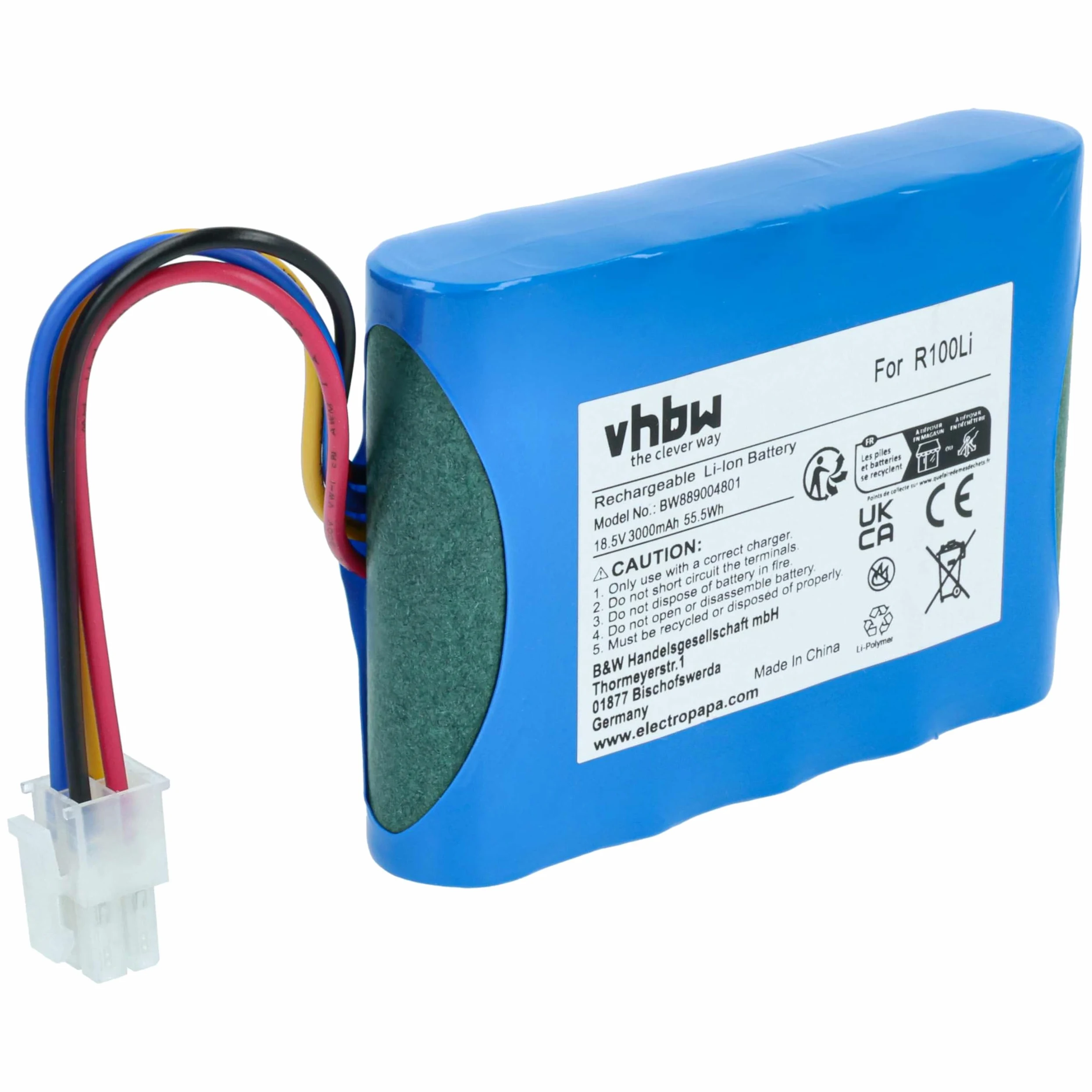 vhbw 1x Fuente alimentación, 1x bateria 3000 mAh, 1x Cable Baja tensión de 30 m Compatible con Flymo EasiLife Go 500, Go 200, Go 250 cortacésped