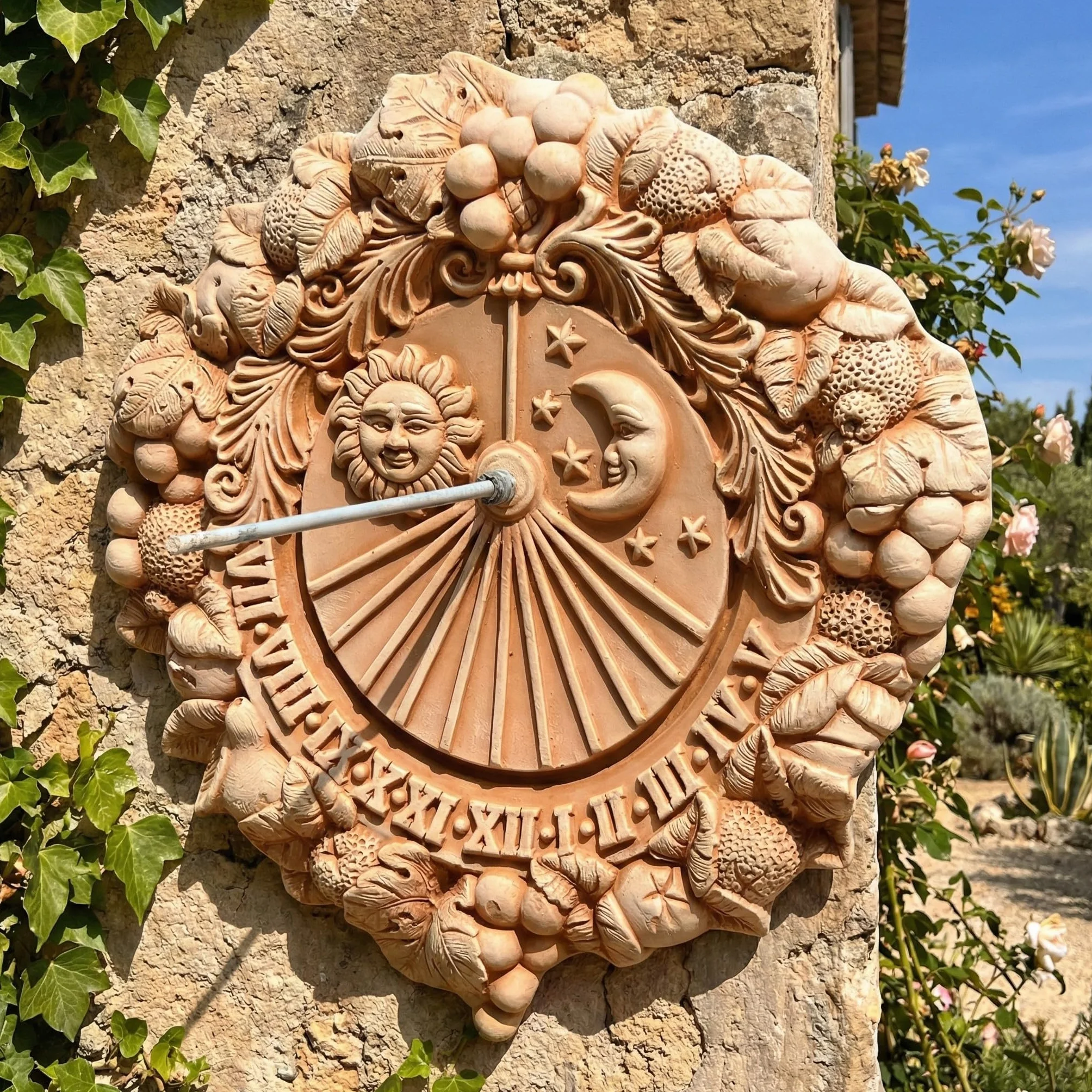 Teramico Cuadros de pared italianos y relojes de sol de Italia - absolutamente resistentes a las heladas y detallados - ideales para embellecer el jardín y la terraza