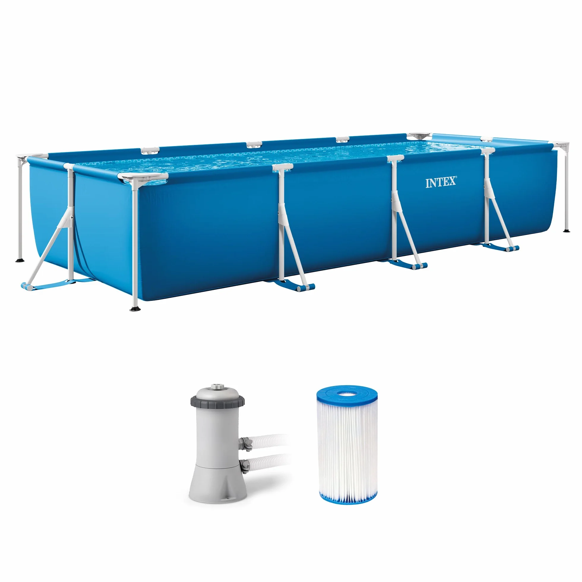 Intex 28279EH Piscina Metal Frame Rectangular, Medidas 450 x 220 x 84 cm