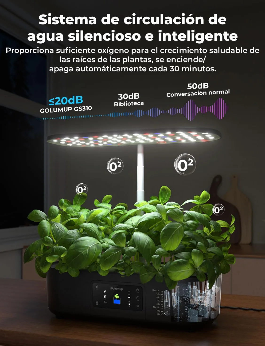 Sistema de Cultivo Hidropónico Kit de Cultivo Interior con Iluminación LED Automática, Huerto Interior con Temporizador Automático, Altura Ajustable (13 Vainas)