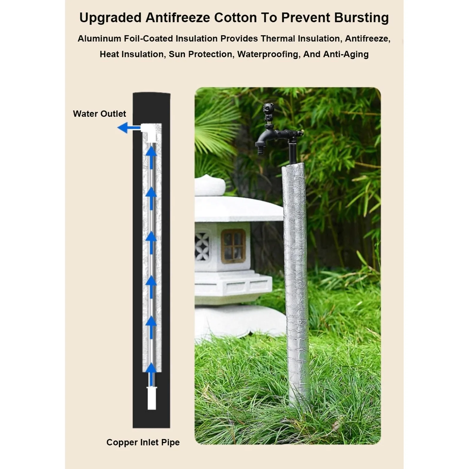 Columna de agua de jardín de cobre independiente con grifo, grifo de agua de latón anticongelante para patio escolar, diseño de ternera, 80 cm de altura, color negro h