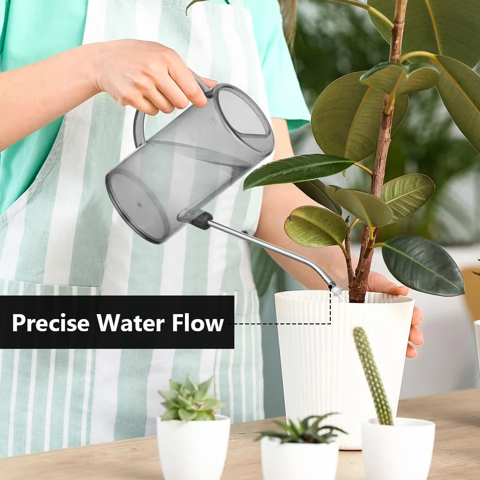 OFFCUP Regadera, 35oz 1L Regadera Pequeña, Regadera de Plástico para Jardín, Regadera con Caño Largo y Cómodo Mango de Madera, Regadera para Plantas, para Vivienda Exteriores Interior (Verde)