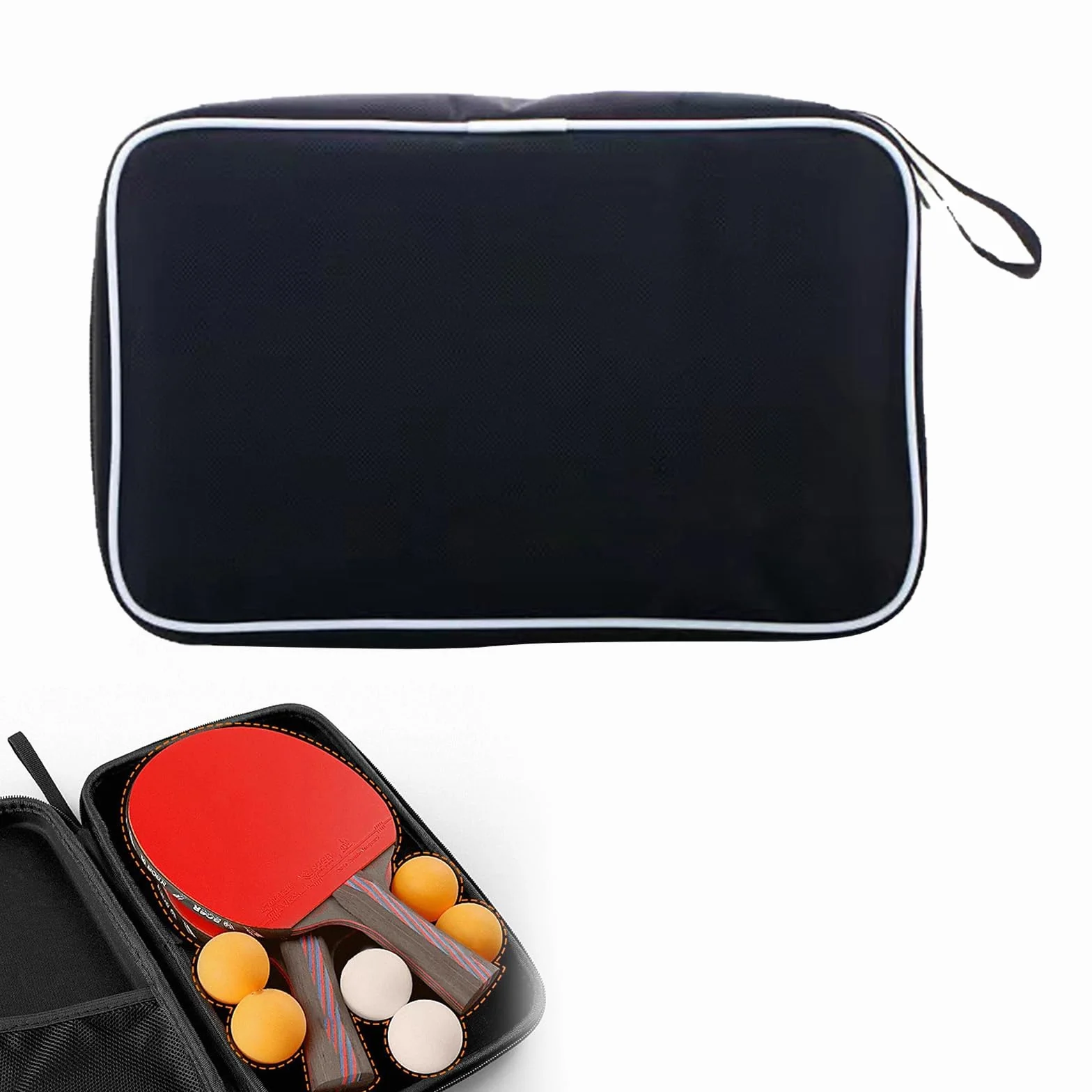Bolsa de Tenis de Mesa para 2 Raquetas, Impermeable, Compartimiento para 3 Pelotas, 29 x 19 x 6 cm