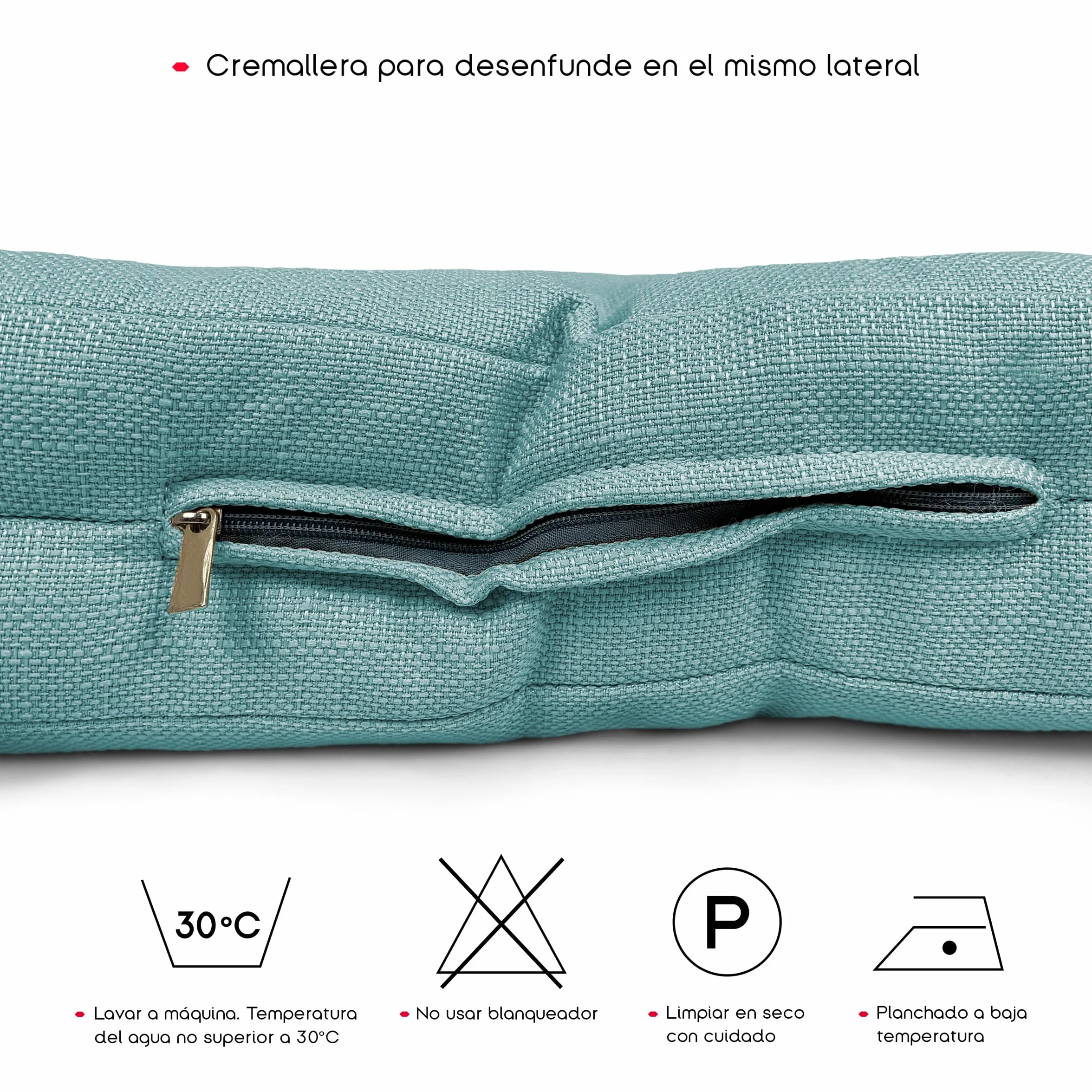 TIENDA EURASIA – Cojín de Suelo Cuadrado | Acolchado | Poliéster | Cojines de Suelo | Medidas 60x60x10 cm | Cojines Exterior Jardín | con Asa de Transporte y Cremallera (Turquesa)