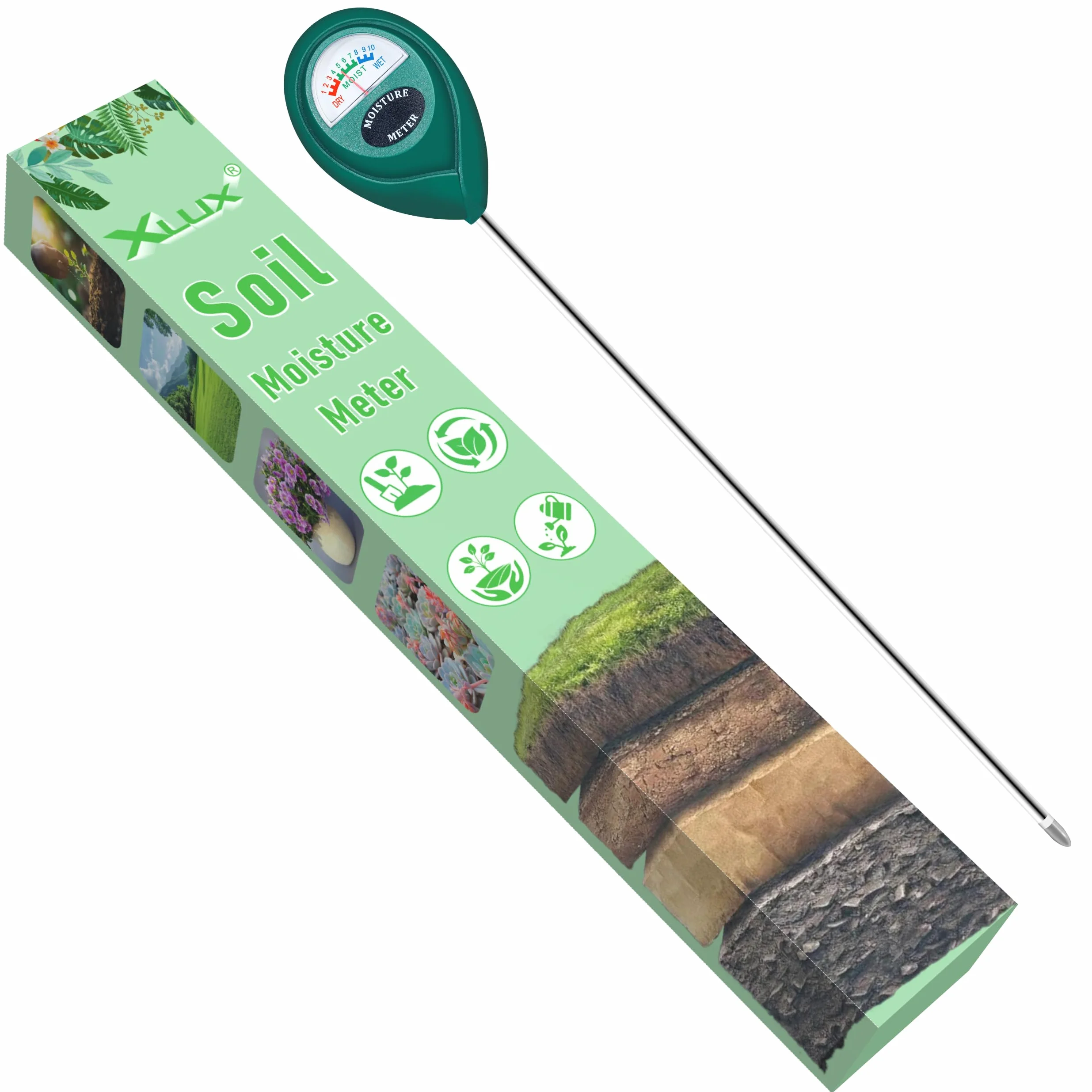 XLUX Medidor de Humedad de Suelo de Uso Profundo, Sensor indicador de Monitor de Agua, higrómetro para Plantas Grandes de Interior y Exterior, Flores, jardinería, Agricultura