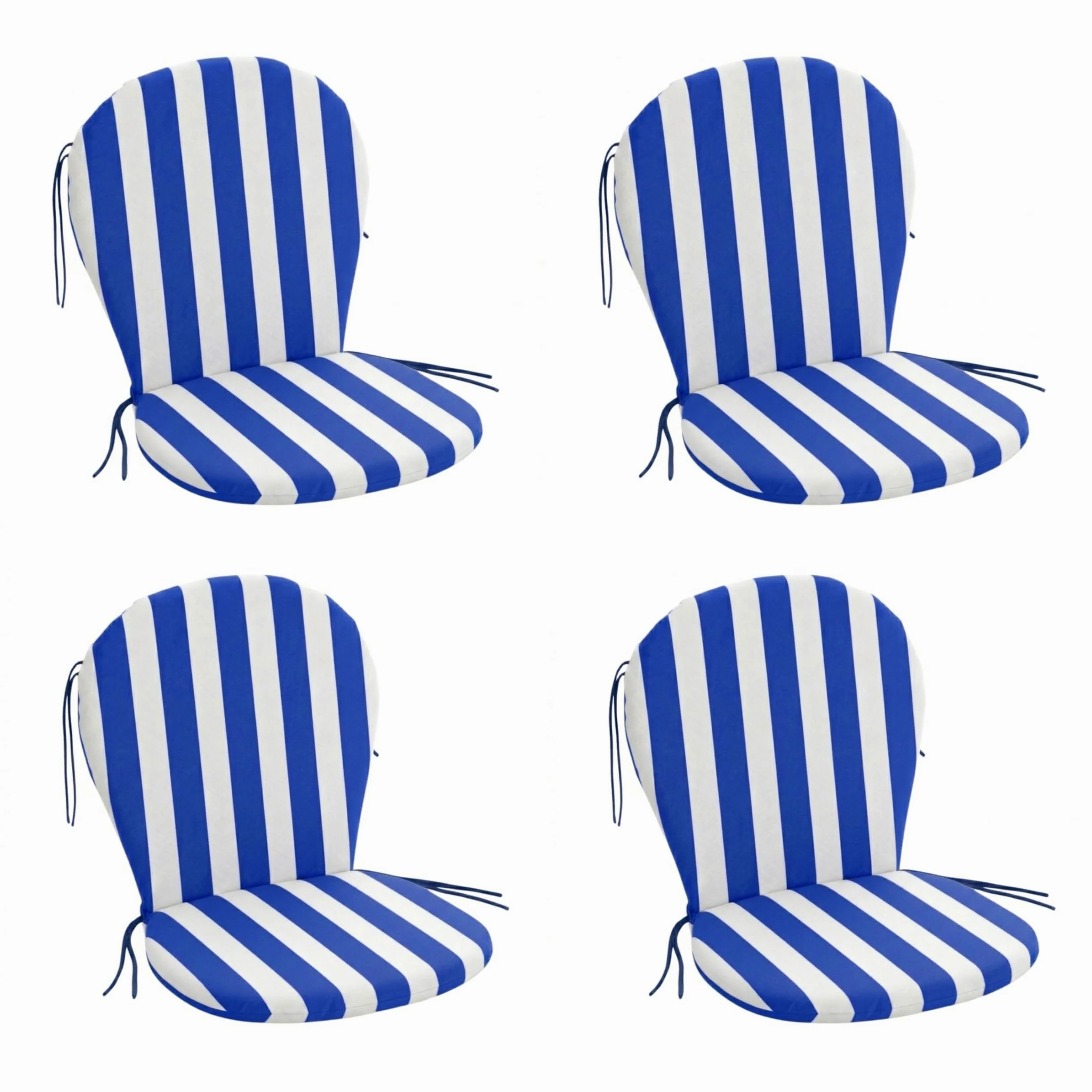 PIND Cojín para Silla de Exterior en Forma de Guitarra Rayas Pack 4 Unidades - Almohadilla Acolchada para Silla 50x92x3,5 cm con Cremallera y Cordones Ajuste.