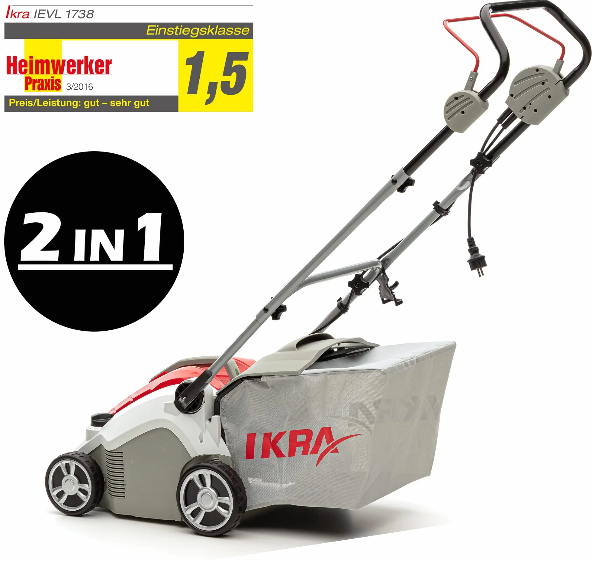 IKRA escarificador y aireador eléctrico IEVL 1738, Incl. rascador para Malas Hierbas