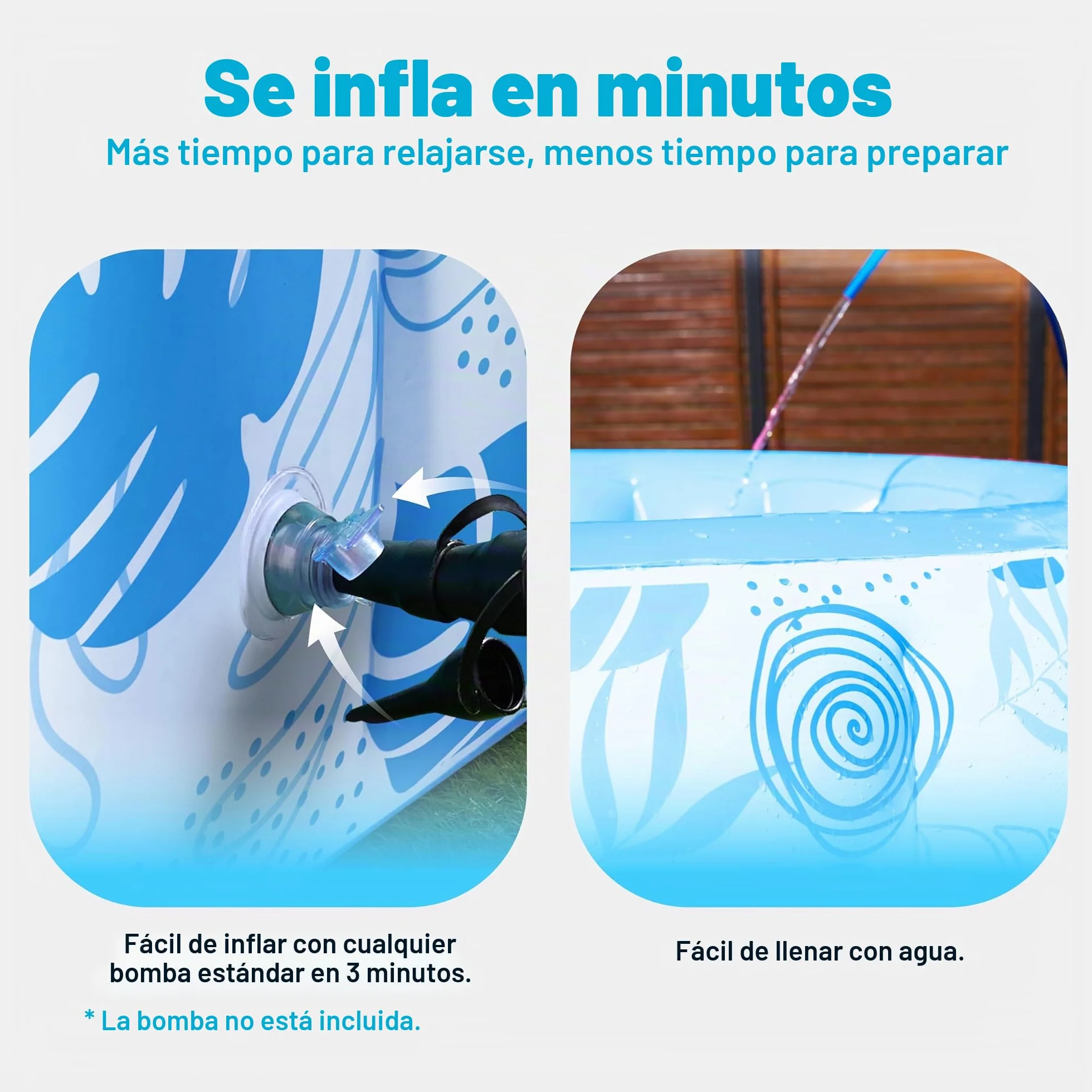 SLOOSH Piscina hinchable de 5,5 x 20 pulgadas (167,6 x 50,8 cm), piscina familiar inflable con respaldo cómodo, ideal para fiestas acuáticas de verano en el jardín, en el césped, color azul