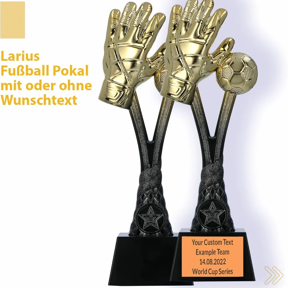 Larius Copa de fútbol trofeo dorado 26 cm 320 g con/sin grabado