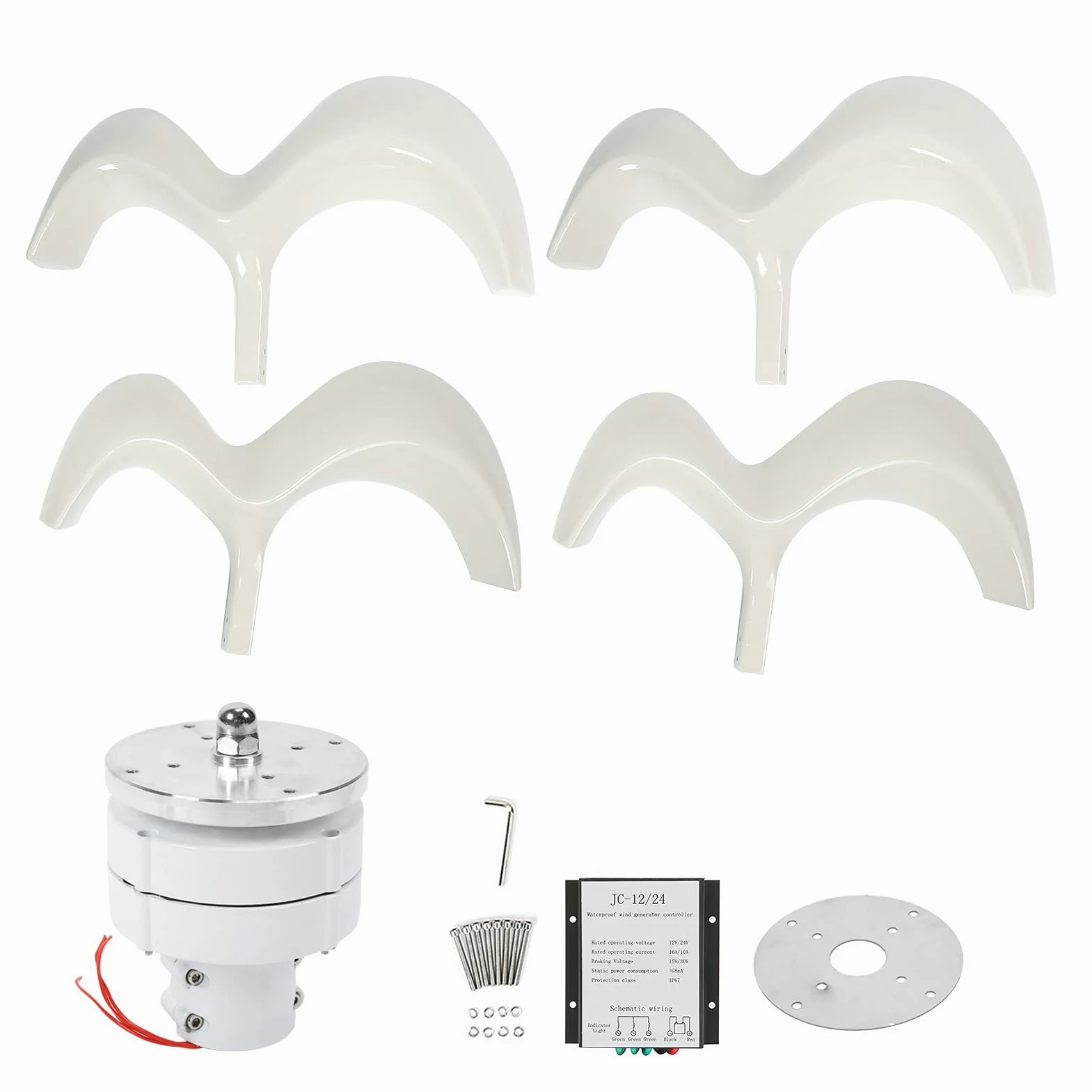 DT-HL Generador de Turbina Eólica con Forma de Calabaza Blanca de 600 W, 4 Palas, Generador de Energía Eólica de Alta Eficiencia para Uso Doméstico y Exterior (12V)