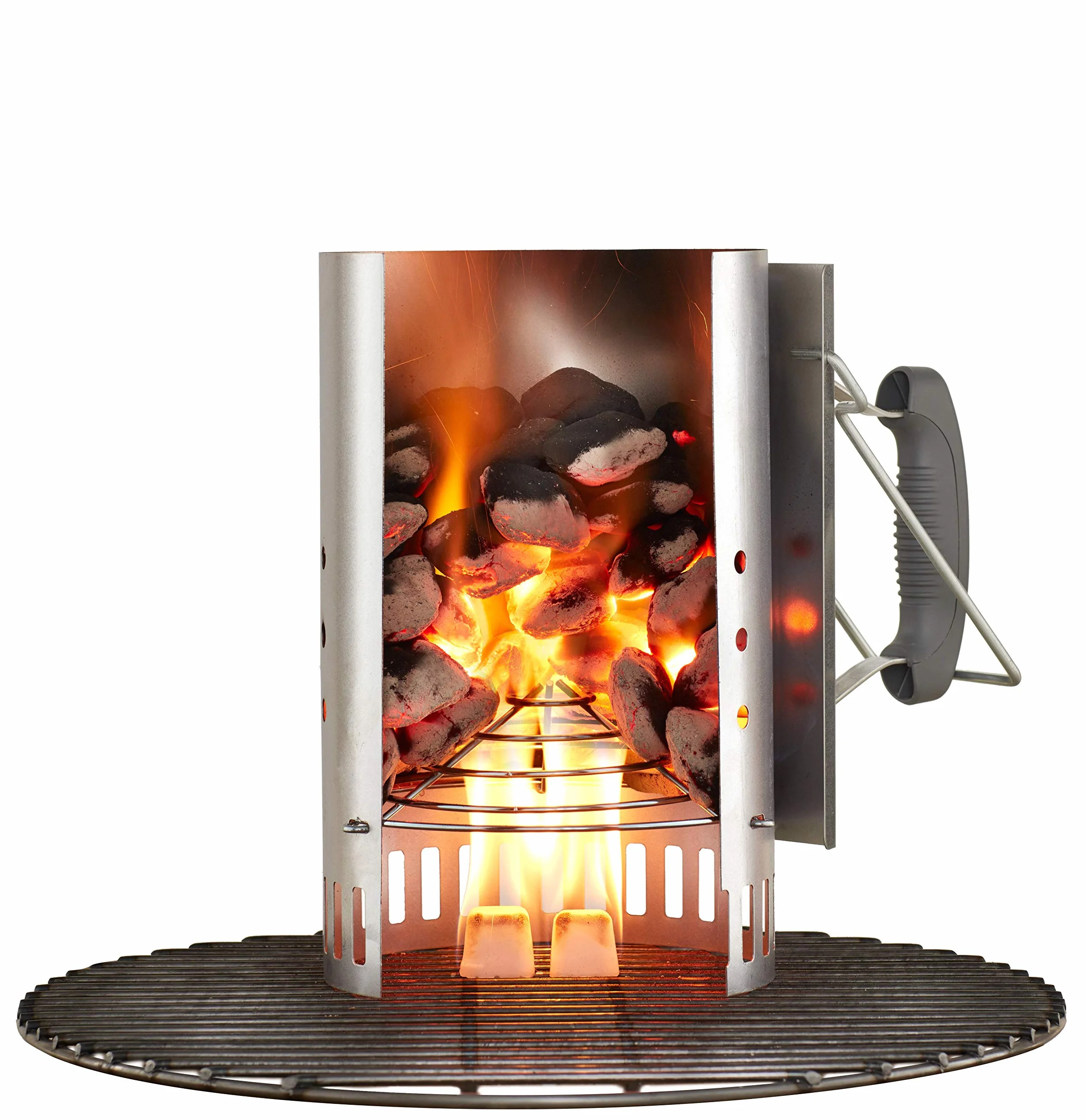 Weber 17631 - Set Chimenea 2 kg de Briquetas + 6 Pastillas de Encendido Blancas, Acero Inoxidable