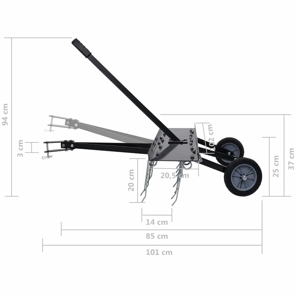 vidaXL Escarificador para Cortacésped Ride-On Raspador de Dientes Removedor de Musgo Malas Hierbas Rastrillo con Operador a Bordo 100 cm