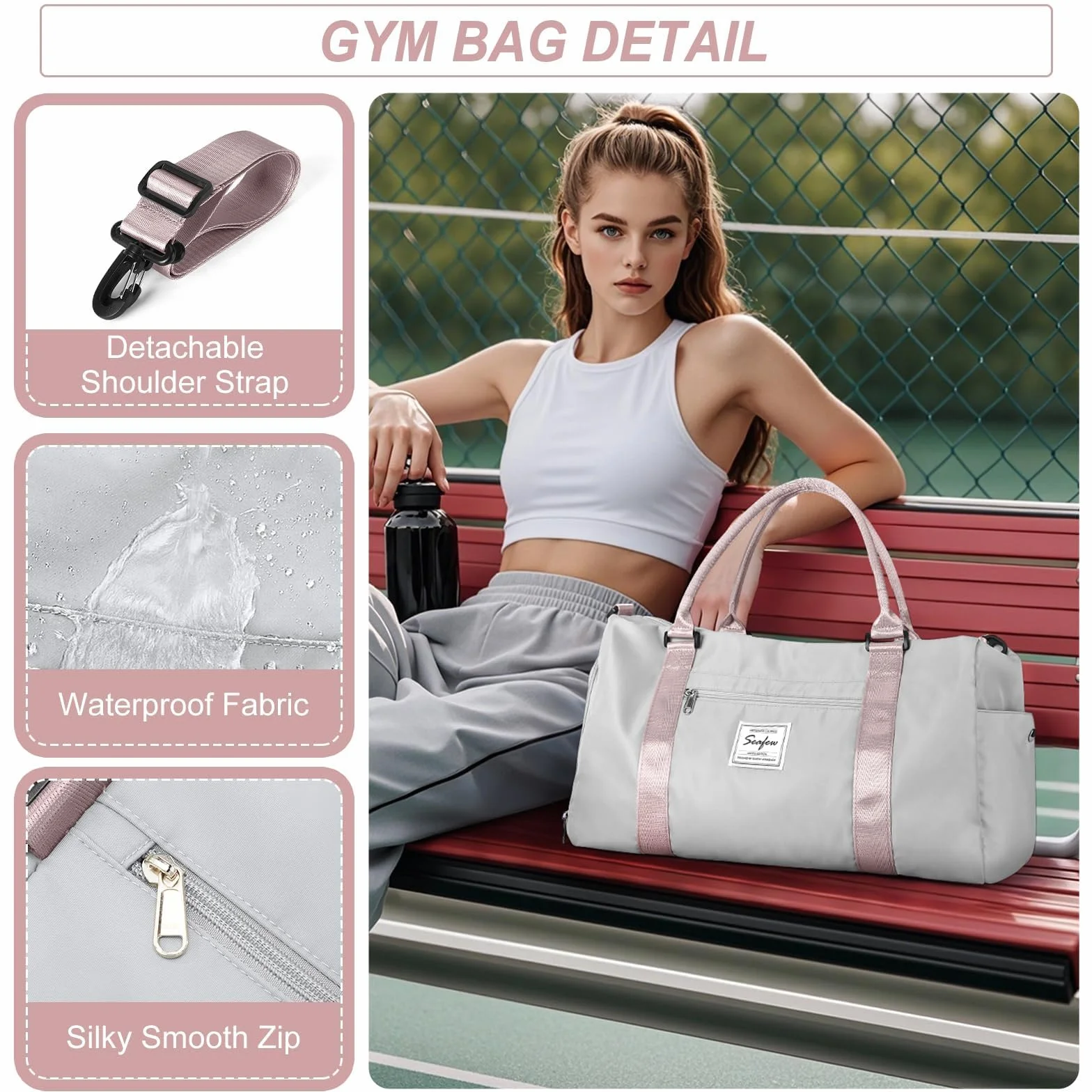 Bolsa Gimnasio Deportiva Mujer Hombre Grande con Compartimento Zapatos Bolsillo Húmedo Sports Gym Bag