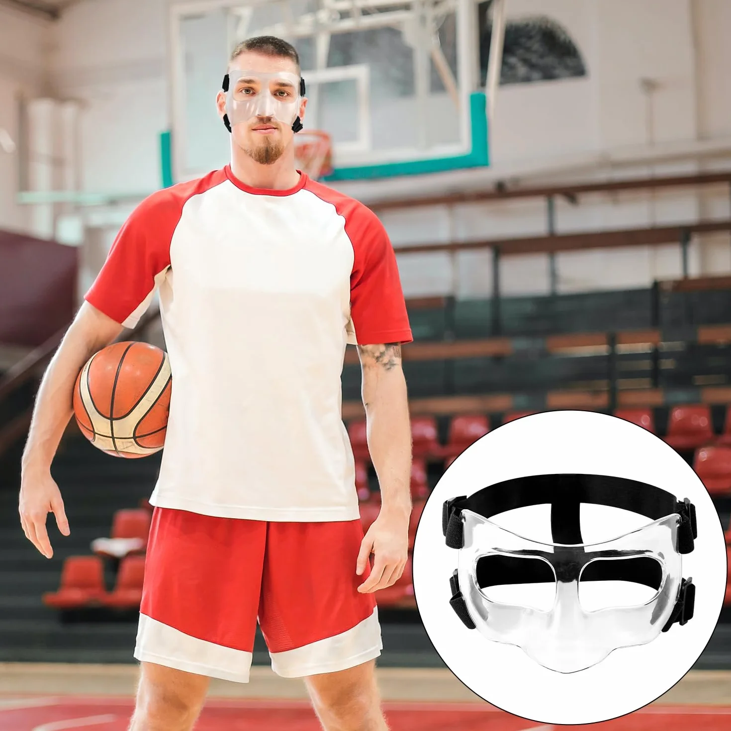 Protector Nasal Ajustable Transpirable Transparente con Acolchado para Deporte Baloncesto Fútbol