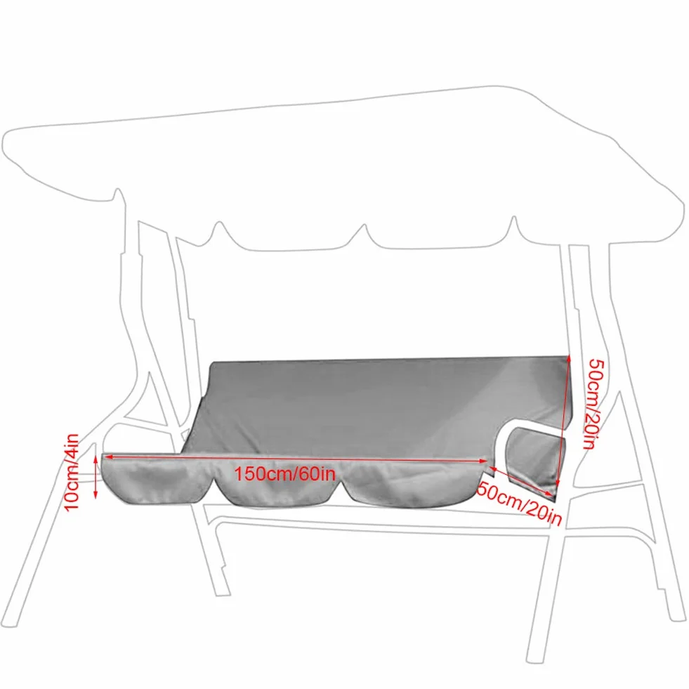 Socobeta Cojín de Columpio de 3 plazas Funda de Asiento de Columpio fácil de Limpiar para Patio para Patio(Gray)