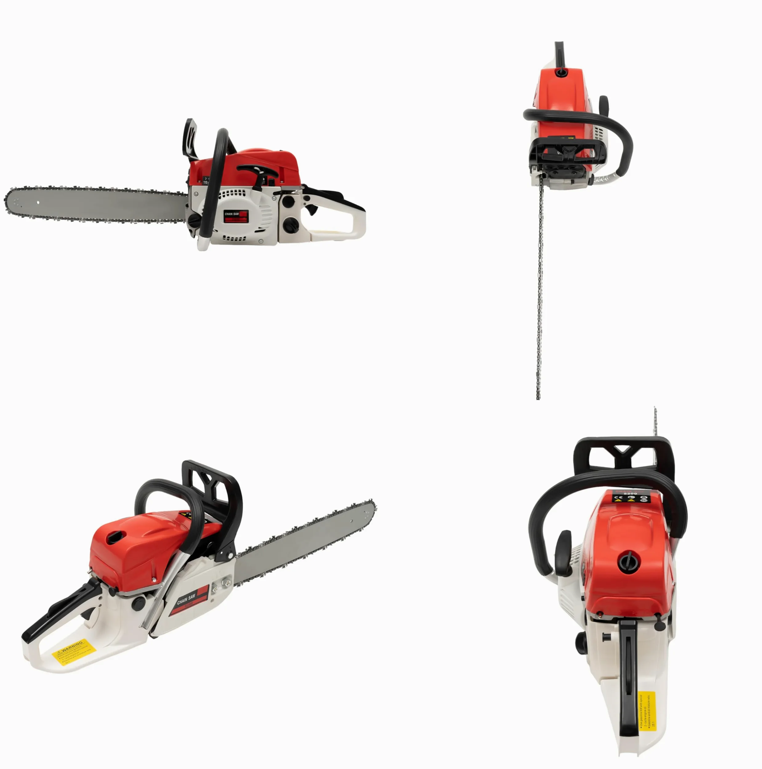 Motosierra de gasolina de 52 cc, 51 cm, espada, 7500 rpm, 2 tiempos, motosierra para madera