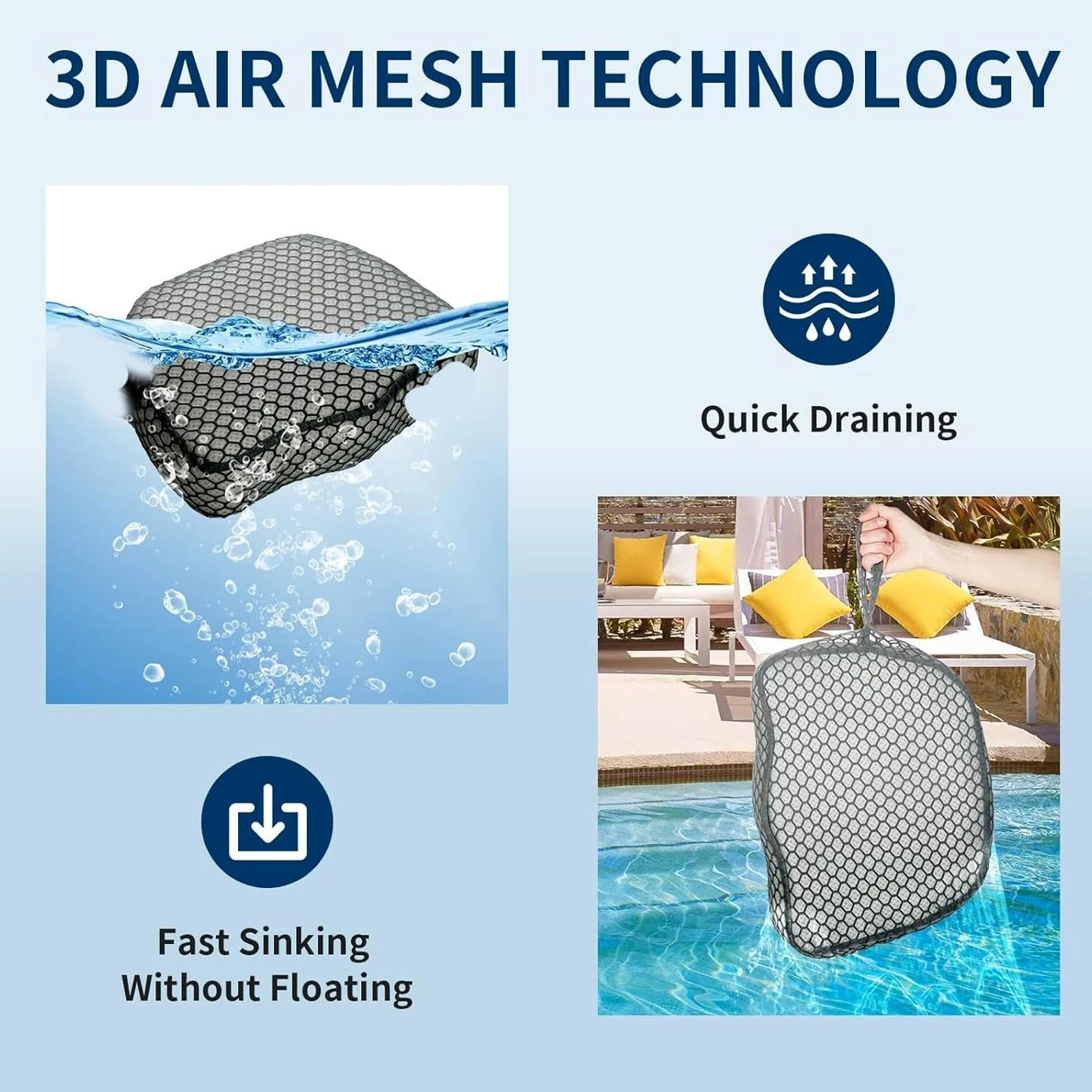 Asiento SPA Hidromasaje | Almohadilla 3D Air Mesh Hundimiento Rápido,Asiento Elevador de hidromasaje para Adultos | para Piscina Interior Exterior Camping Autocaravana Jardín Relajación Mayores