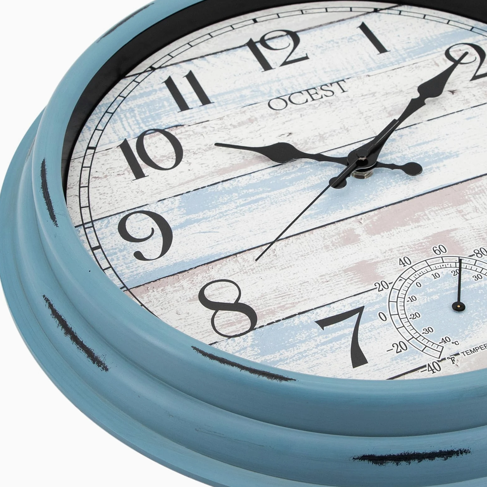 OCEST Reloj de pared impermeable 40,6 cm con termómetro para interiores y exteriores