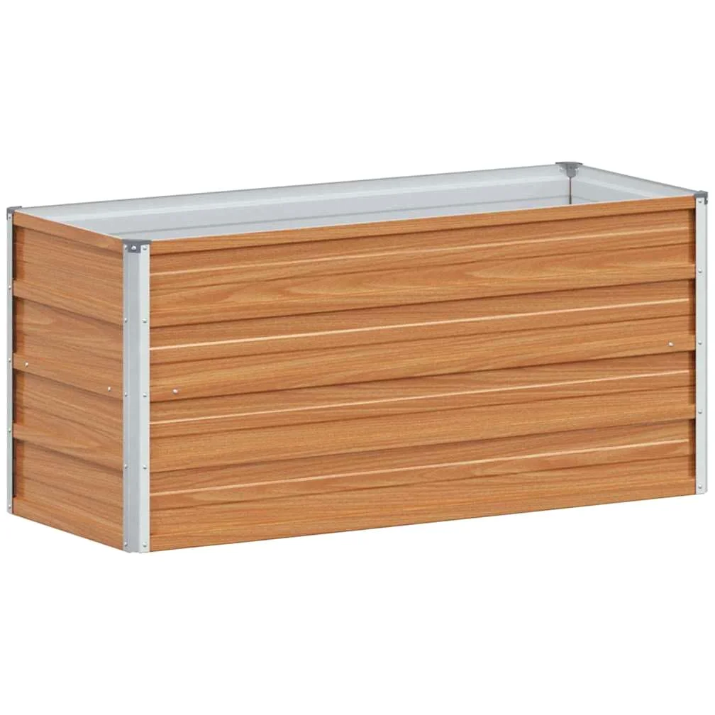 IKAYAA Jardinera Alto de Acero Inoxidable, Macetero Grande Exterior, Maceta Alta Exterior y Terraza, Maceta Grande, Jardinera Alta Marrón Claro 100 x 40 x 45 cm