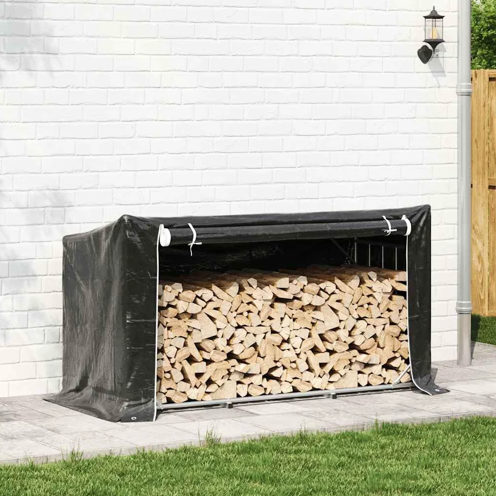 Estantería para leña de acero galvanizado con protección contra la lluvia, 200,5 x 80,5 x 110,5 cm, para guardar leña y leña exterior, con cubierta impermeable