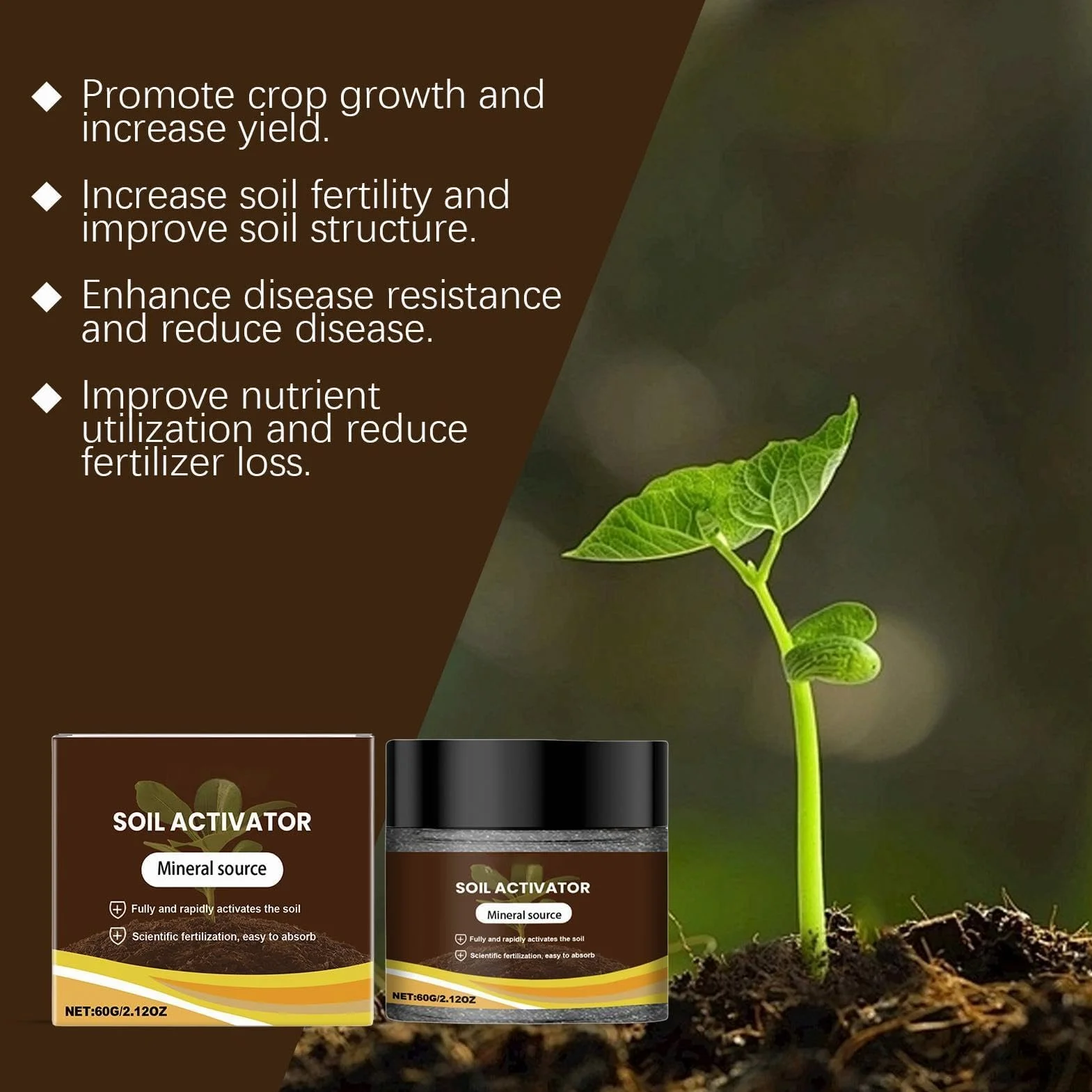 Activador de suelo en polvo, acondicionador y aflojador de suelo soluble en agua, revitaliza el suelo compactado, para plantas de interior, hortalizas, flores y céspedes (3pcs)