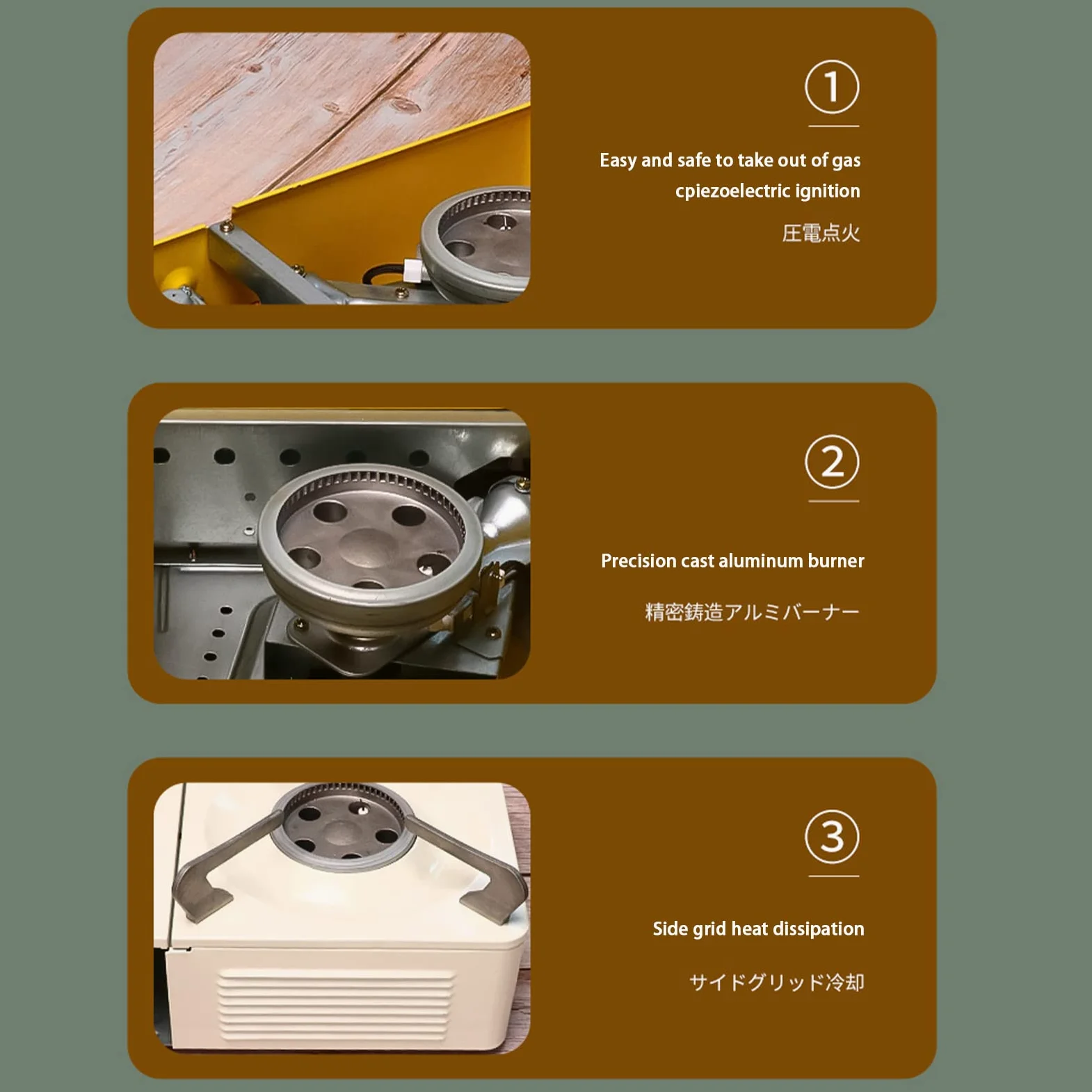 Estufa portátil de butano para camping con encendido piezoeléctrico y funda de transporte para cocinar al aire libre, senderismo y picnic, diseño compacto y ligero