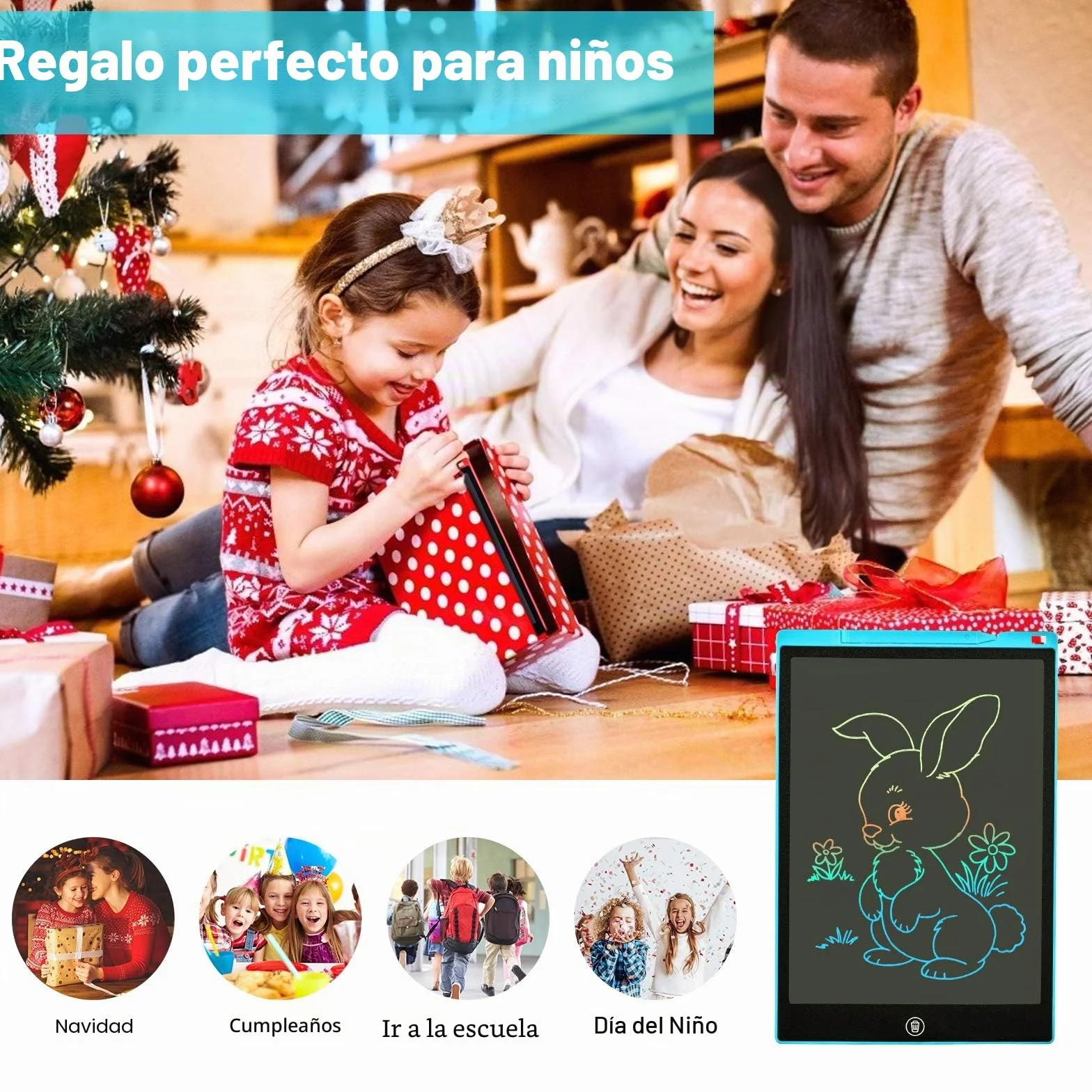 Tableta de Escritura LCD 12 Pulgadas, Tablet de Dibujo Infantil para Hogar, Escuela y Oficina (Azul)