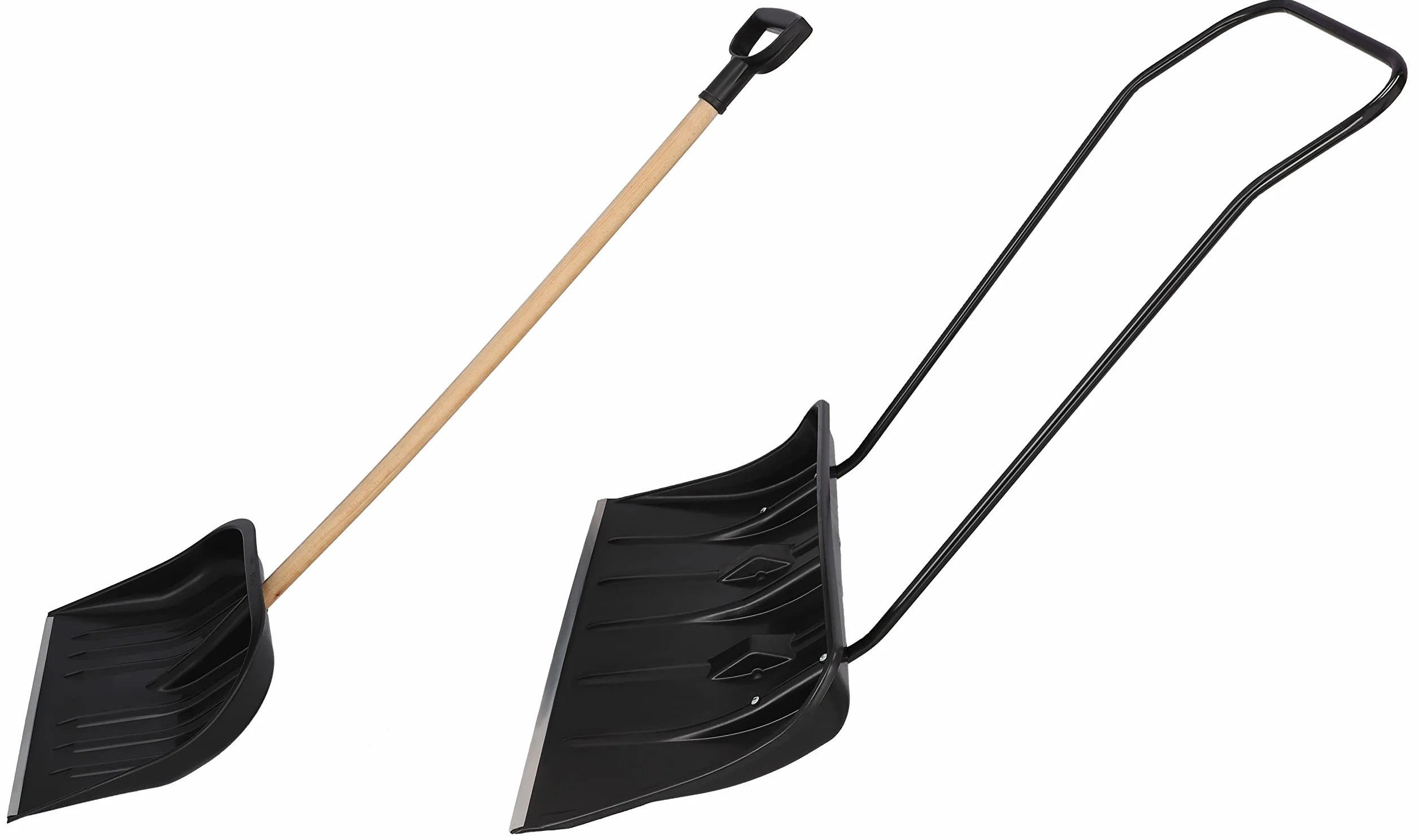 KOTARBAU Juego de Palas quitanieves de 80 cm con Ruedas + Pala de Nieve de 48 cm, cubeta de Nieve con Borde de Aluminio, Pala de Nieve con Mango de Metal, Limpiador de Nieve ecológico