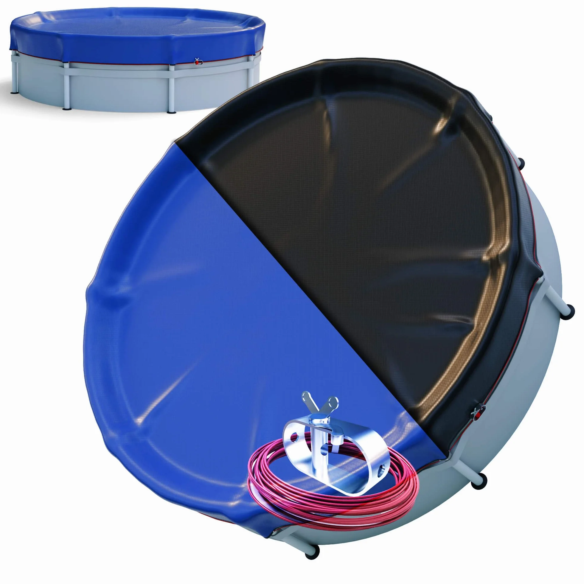 Arebos® Cubierta para Piscina Redonda Ø 610 cm | Lona Solar 2 en 1 de PE 200g/m² | Apta para Piscinas Ø 500-550 cm