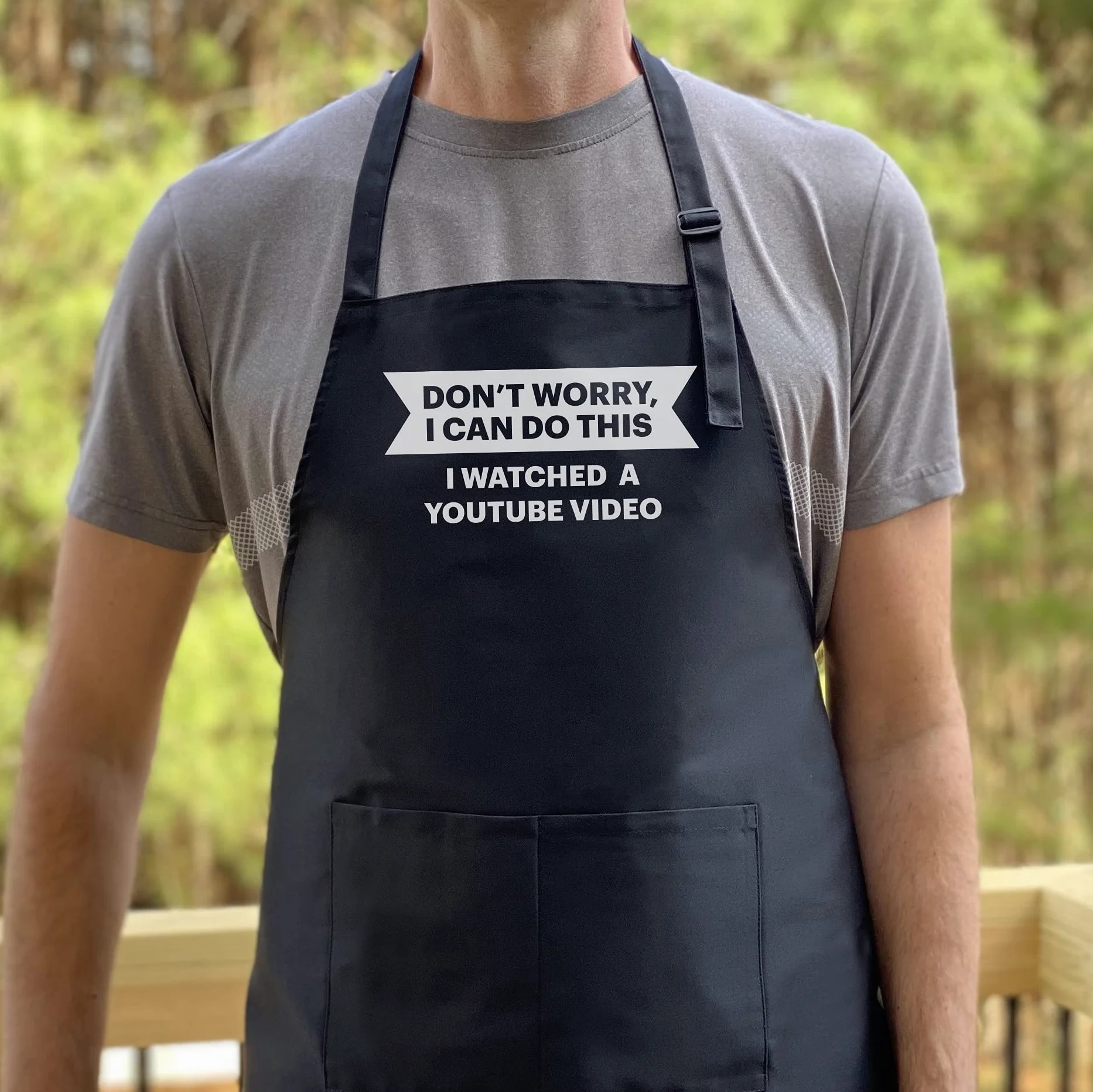 Delantal divertido para hombre, con texto en inglés "Don't Worry I Can Do This I Watched a YouTube", divertido delantal para papá