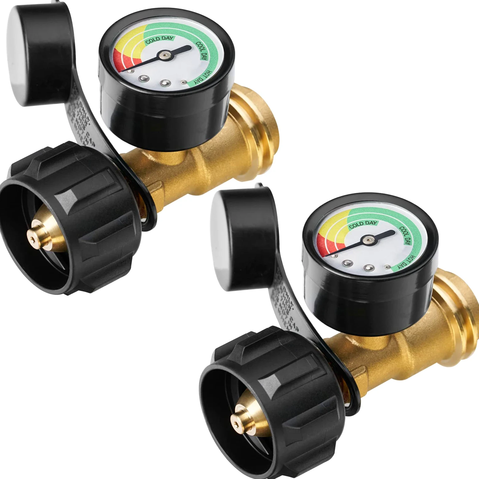 CALPOSE Medidor de tanque de propano, 3 colores codificados universal para cilindro, parrilla, calentador, caravana y más, indicador de nivel de gas de tanque LP de 5 a 40 libras, conexión QCC1/tipo 1