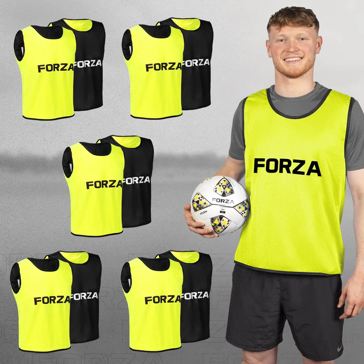 FORZA Petos de Entrenamiento Reversibles Paquete de 5 Chalecos Deportivos de Poliéster Livianos