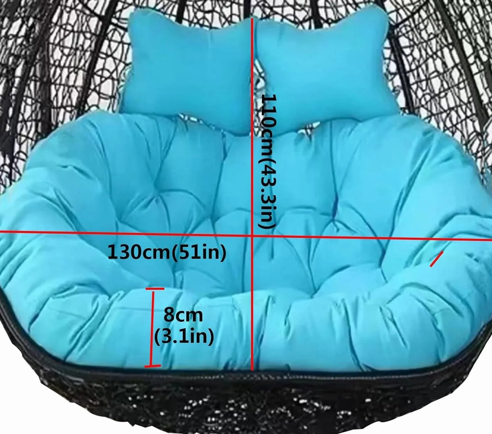 CojíN Silla Tipo Huevo Colgante 2 Personas, CojíN Columpio Plazas Exteriores, Cesta Doble, Reemplazo del Hamaca(A,130X110CM) 2 PCS